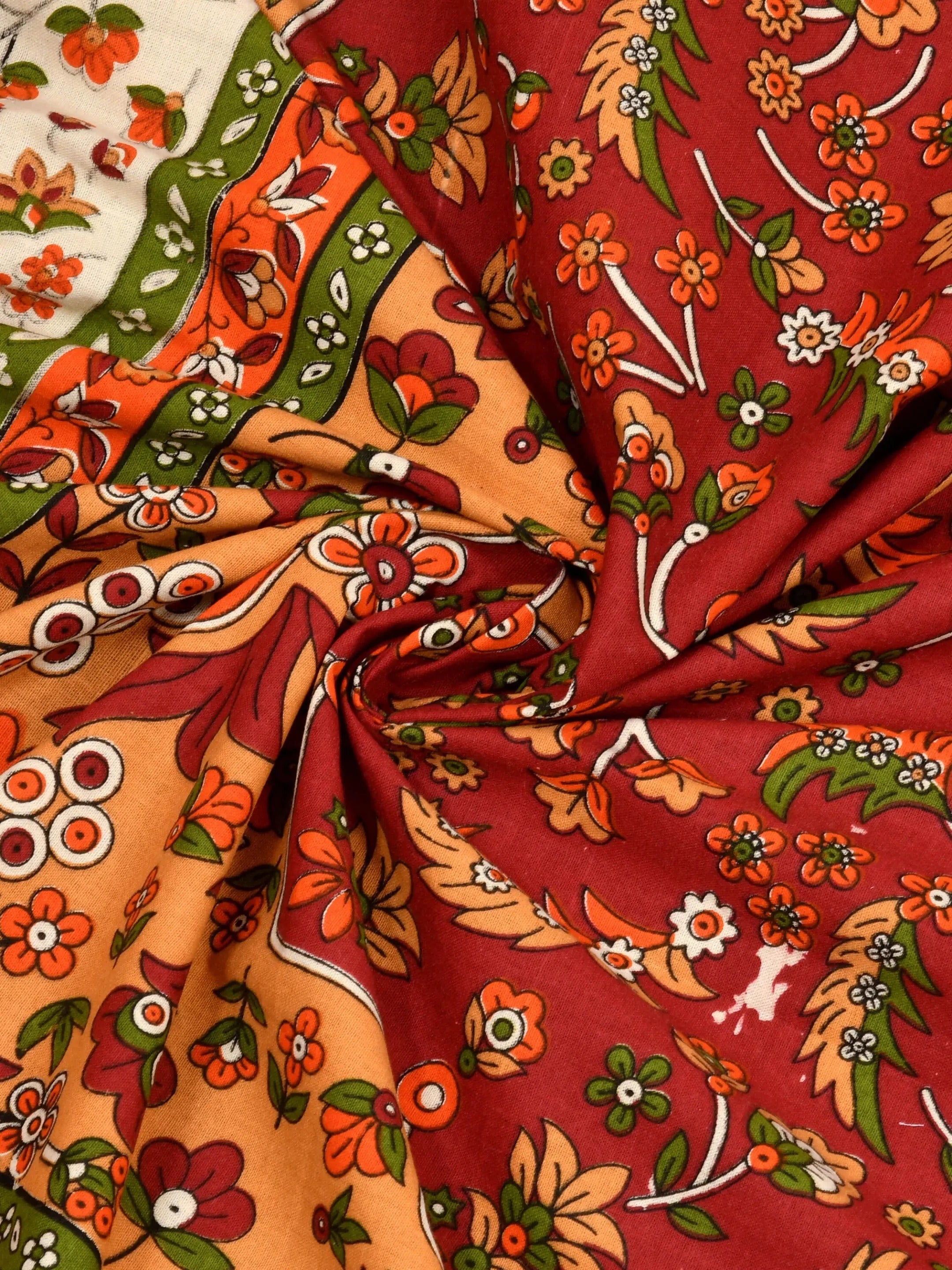 LIVING ROOTS Jaipuri Hand Block Print Queen Cotton Bedsheet  86 * 96 Inches (7.1 * 8 Feet) with 2 Pillow Cover | 180 TC | Rich Fast Colour with No Colour Bleeding (457-B)