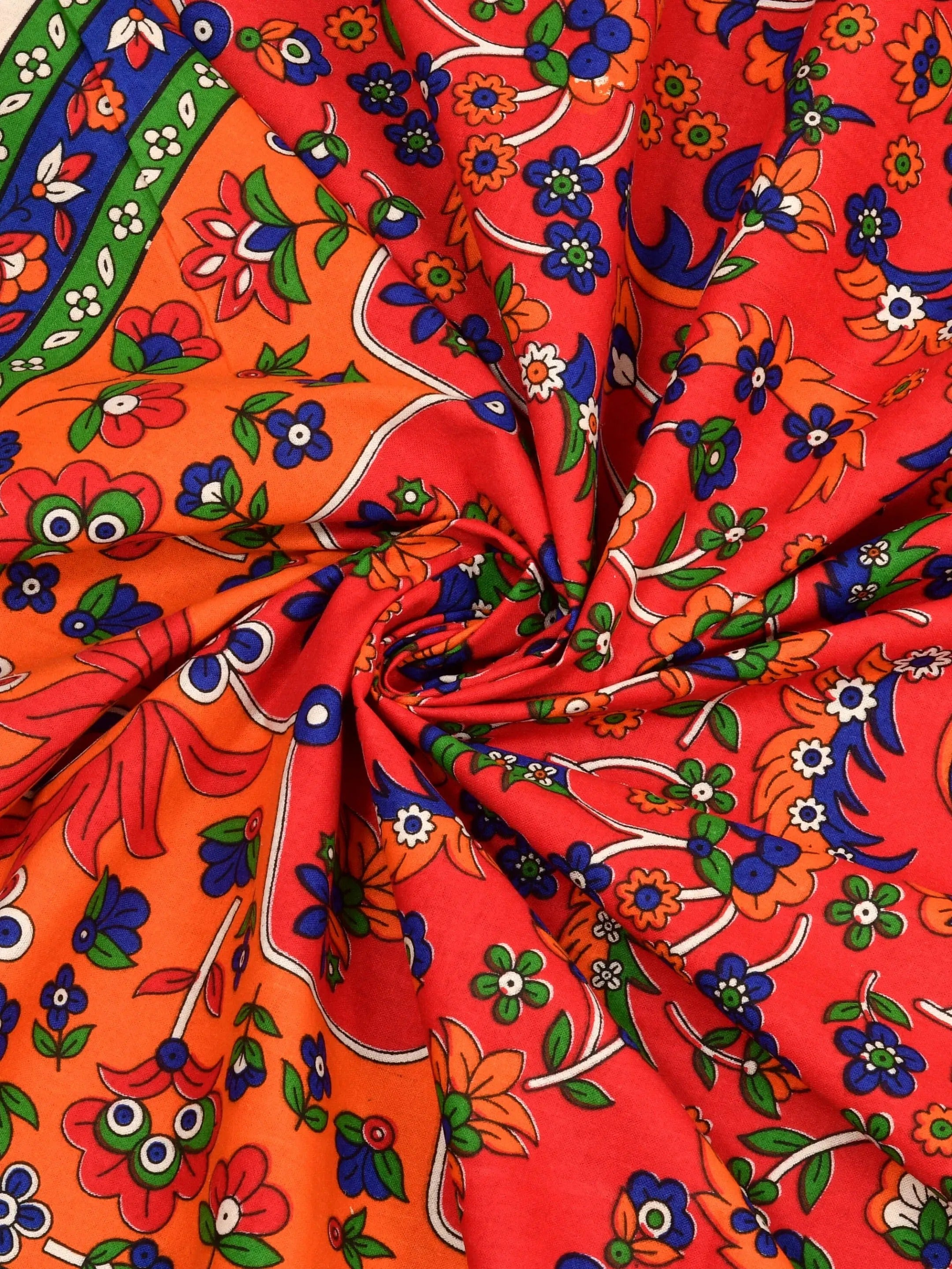 LIVING ROOTS Jaipuri Hand Block Print Queen Cotton Bedsheet  86 * 96 Inches (7.1 * 8 Feet) with 2 Pillow Cover | 180 TC | Rich Fast Colour with No Colour Bleeding (457-C)