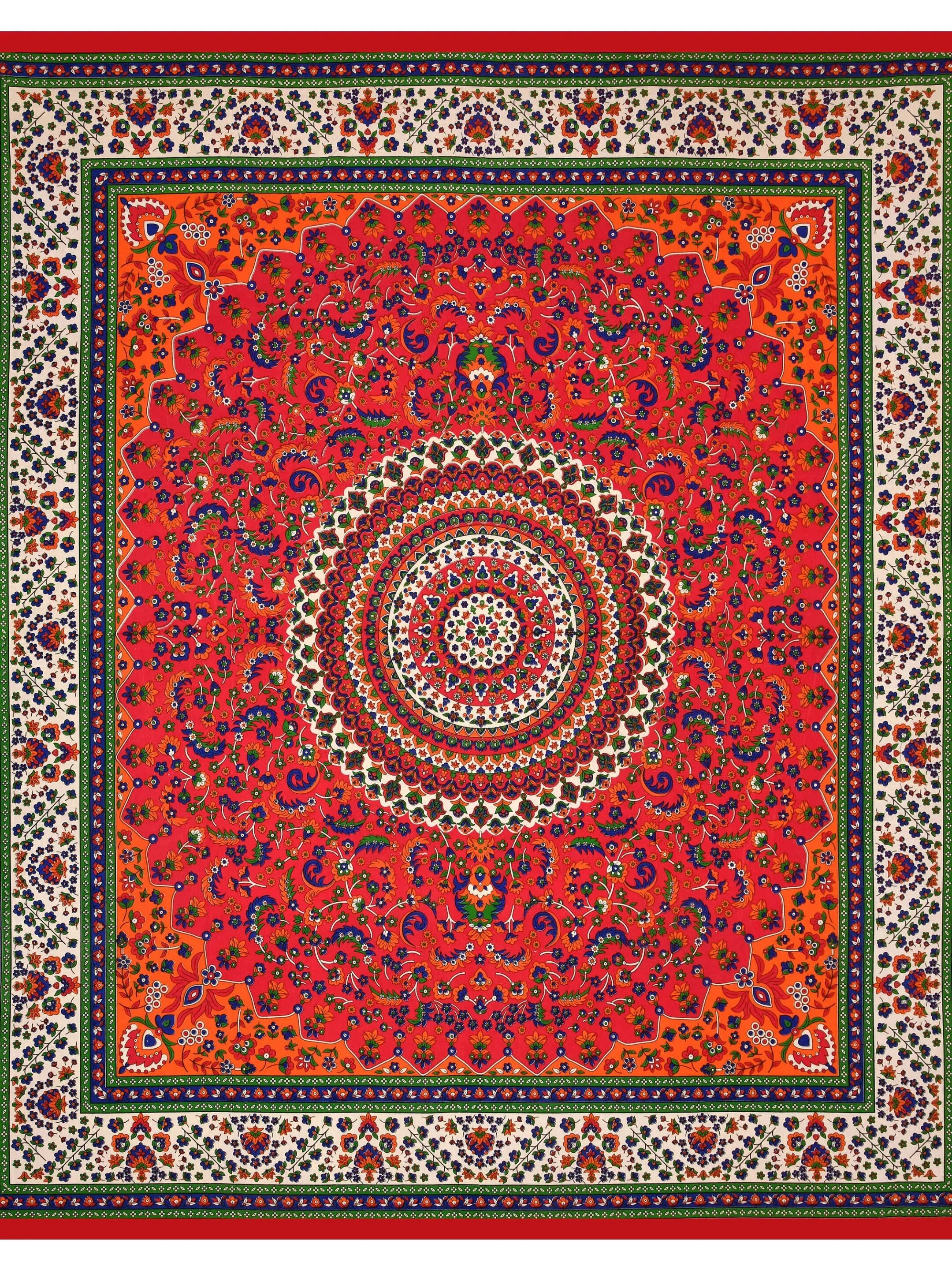 LIVING ROOTS Jaipuri Hand Block Print Queen Cotton Bedsheet  86 * 96 Inches (7.1 * 8 Feet) with 2 Pillow Cover | 180 TC | Rich Fast Colour with No Colour Bleeding (457-C)