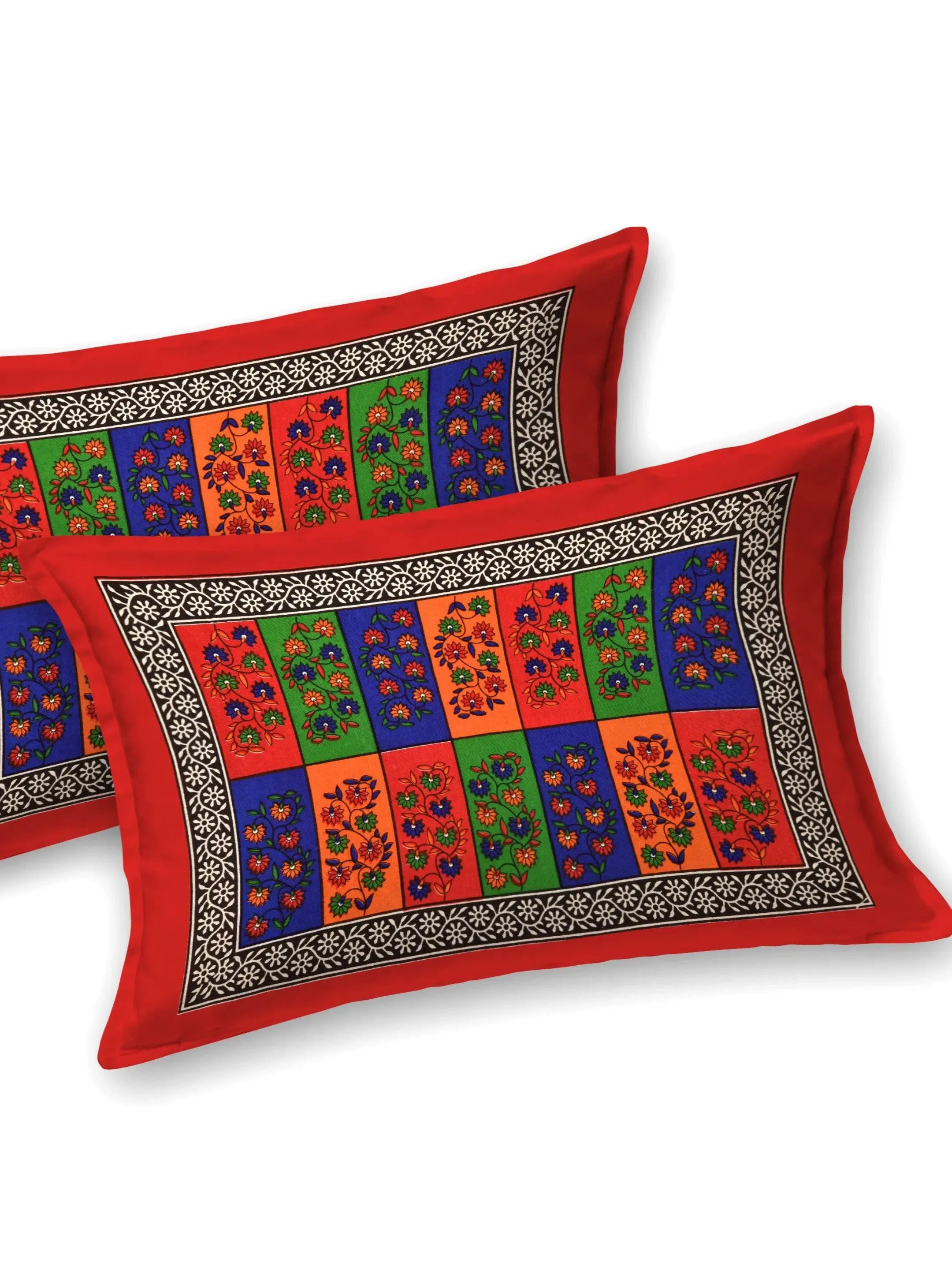 LIVING ROOTS Jaipuri Hand Block Print Queen Cotton Bedsheet  86 * 96 Inches (7.1 * 8 Feet) with 2 Pillow Cover | 180 TC | Rich Fast Colour with No Colour Bleeding (457-C)
