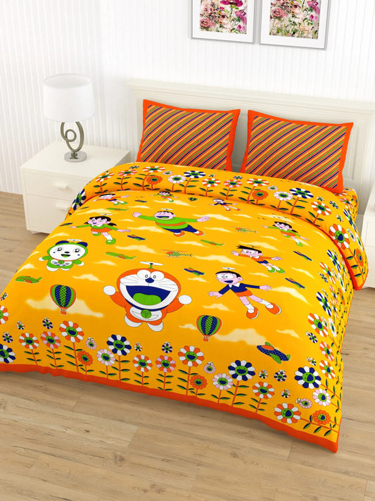 1 Double queen Size Bedsheet 86*96 inches (7.1*8 feet) with 2 Pillow Cover | Rich Fast Colour with No Colour Bleeding | Soft & Skin Friendly (458-A)