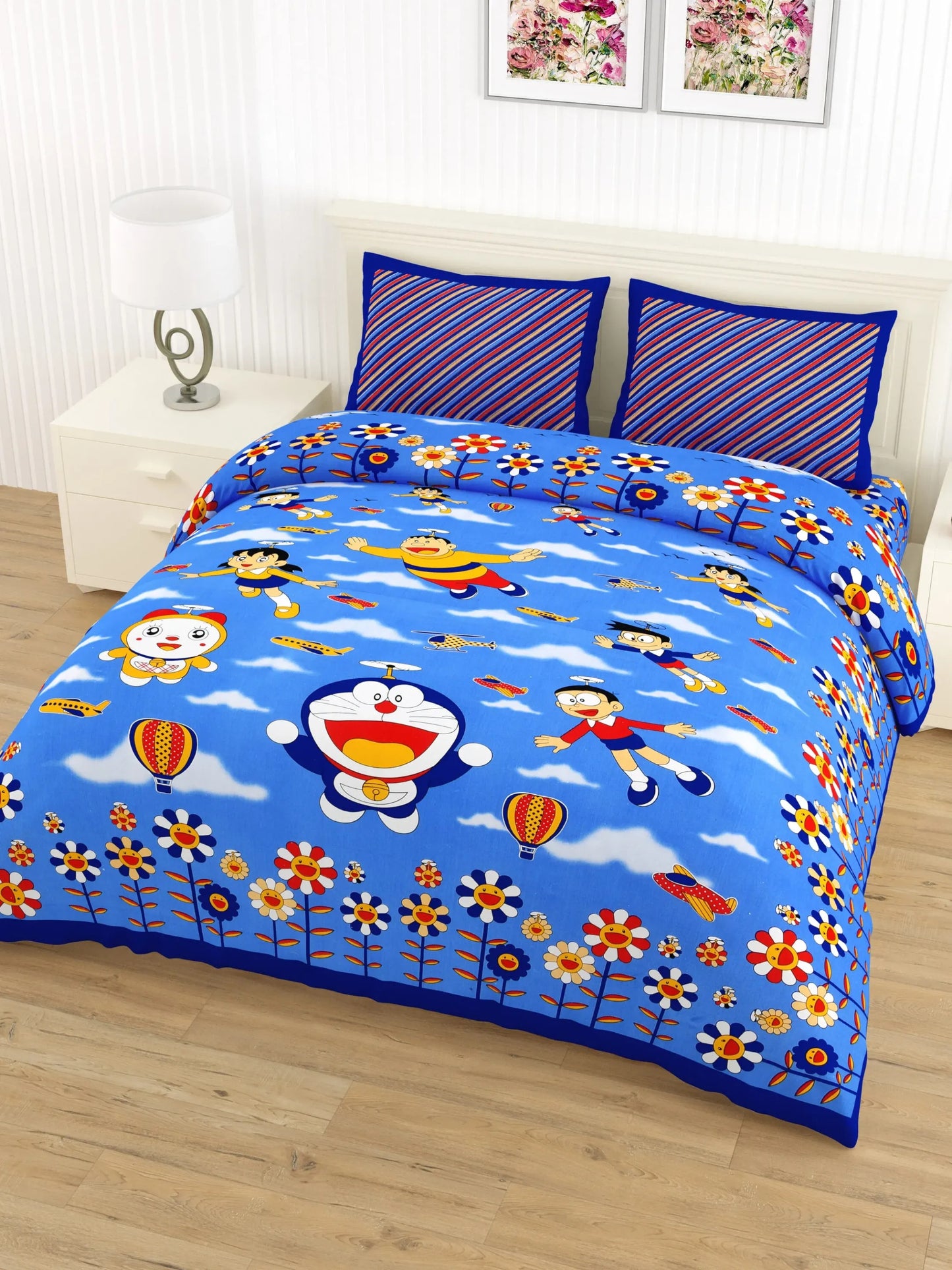 1 Double queen Size Bedsheet 86*96 inches (7.1*8 feet) with 2 Pillow Cover | Rich Fast Colour with No Colour Bleeding | Soft & Skin Friendly (458-B)