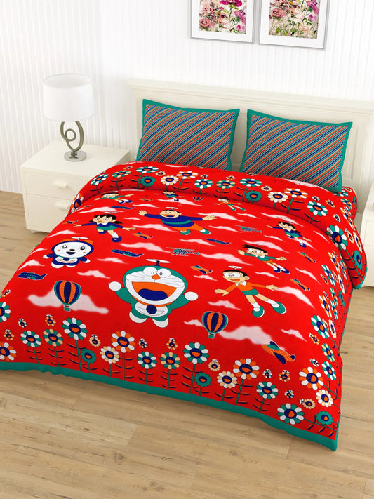 1 Double queen Size Bedsheet 86*96 inches (7.1*8 feet) with 2 Pillow Cover | Rich Fast Colour with No Colour Bleeding | Soft & Skin Friendly (458-C)