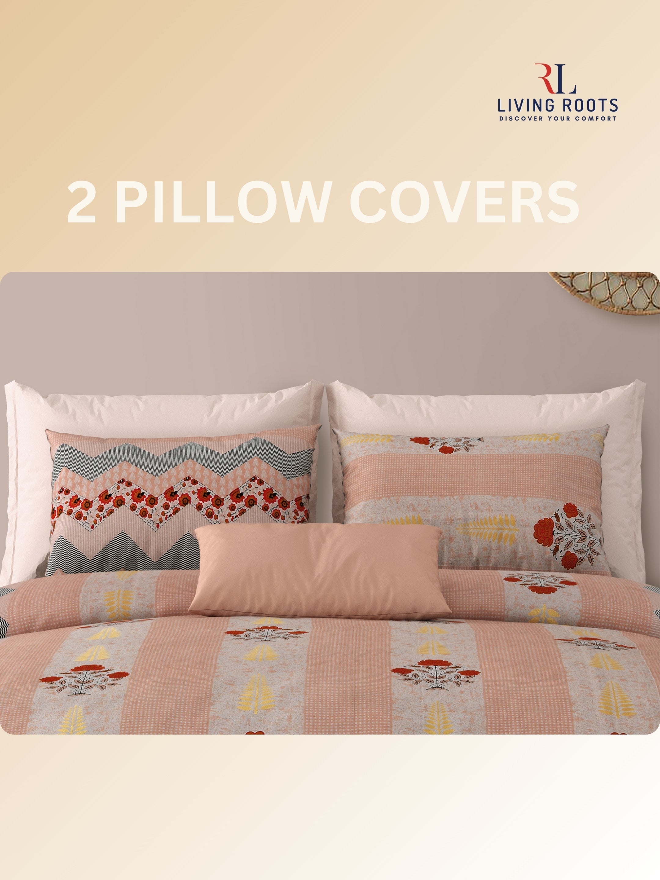 LIVING ROOTS Jaipuri Hand Block Print Double King Cotton Bedsheet 86*104 Inches (7.1*8.6 Feet) With 2 Pillow Cover | 220 TC | Rich Fast Colour With No Colour Bleeding (463-C)
