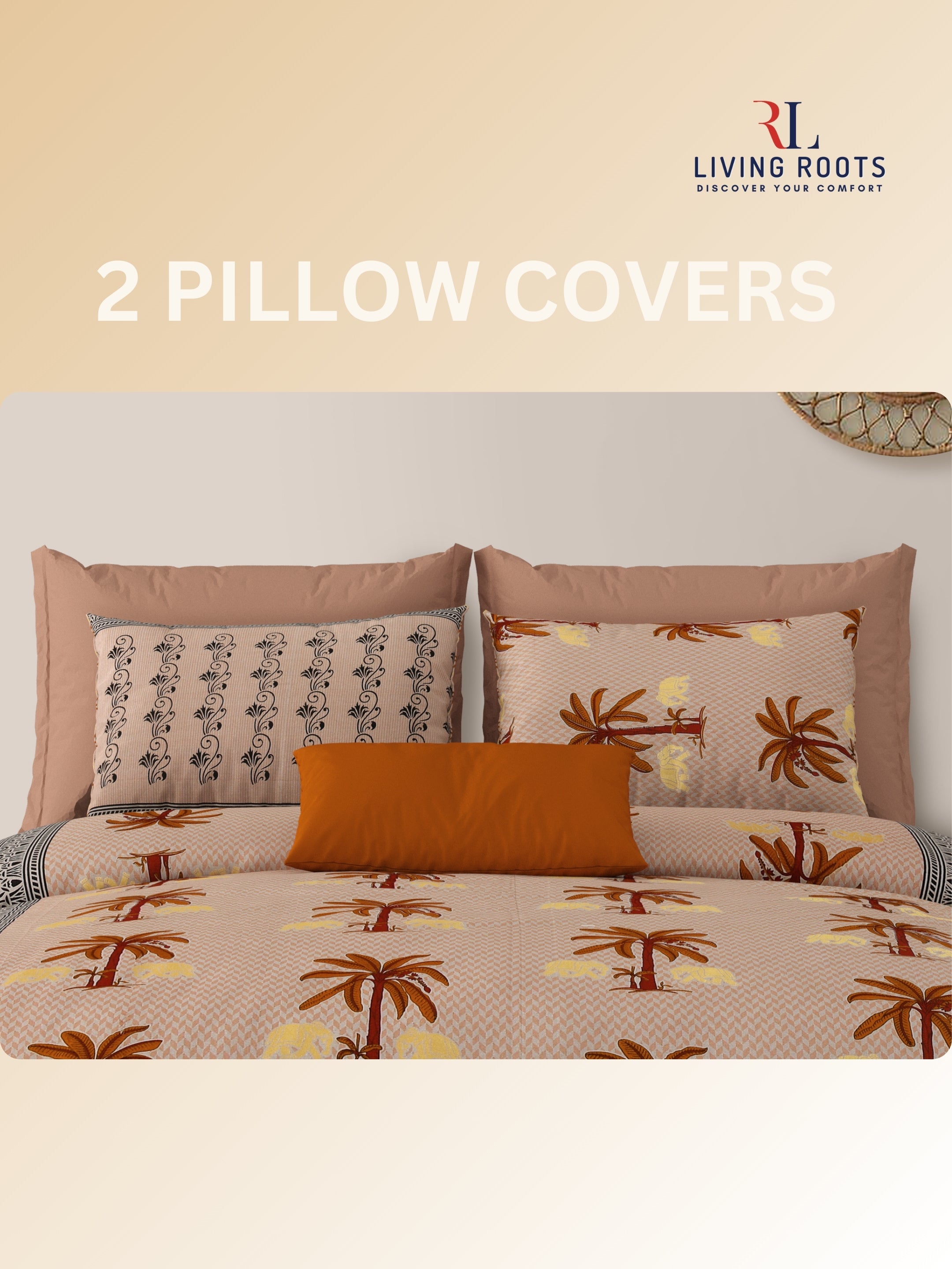 LIVING ROOTS Jaipuri Hand Block Print Double King Cotton Bedsheet 86*104 Inches (7.1*8.6 Feet) With 2 Pillow Cover | 220 TC | Rich Fast Colour With No Colour Bleeding (466-A)