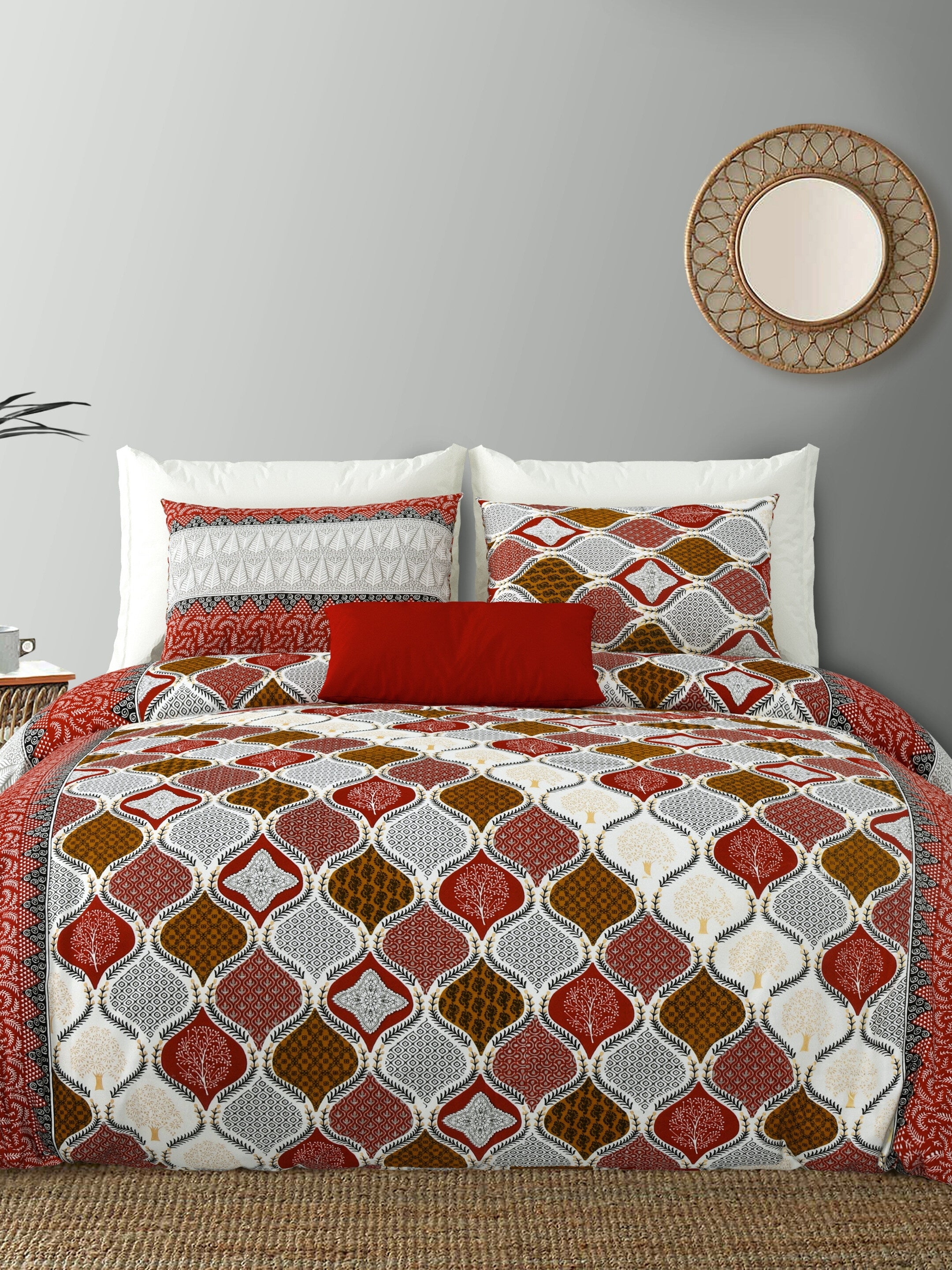 LIVING ROOTS Jaipuri Hand Block Print Double King Cotton Bedsheet 86*104 Inches (7.1*8.6 Feet) With 2 Pillow Cover | 220 TC | Rich Fast Colour With No Colour Bleeding (468-A)