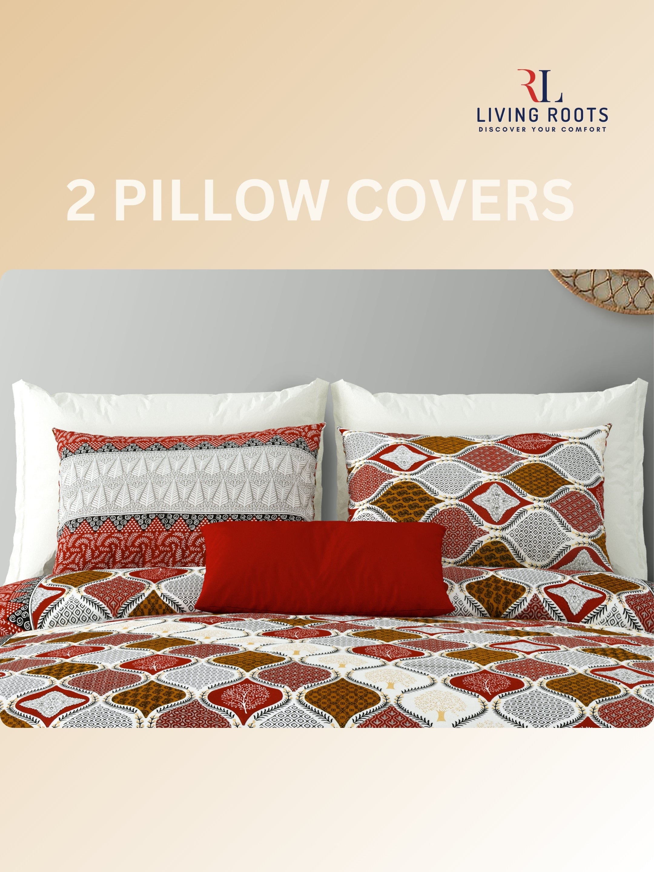 LIVING ROOTS Jaipuri Hand Block Print Double King Cotton Bedsheet 86*104 Inches (7.1*8.6 Feet) With 2 Pillow Cover | 220 TC | Rich Fast Colour With No Colour Bleeding (468-A)