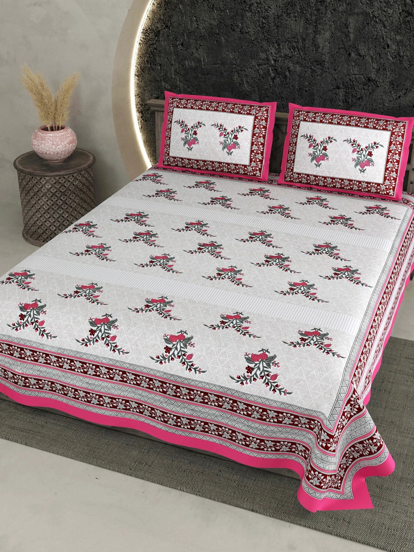 1 Double King Size Bedsheet With 2 Pillow Cover 86 *104 inches (7.1*8.6 Feet) | Viscose Cotton | Rich Fast Colour With No Colour Bleeding | Soft & Skin Friendly (472-B)