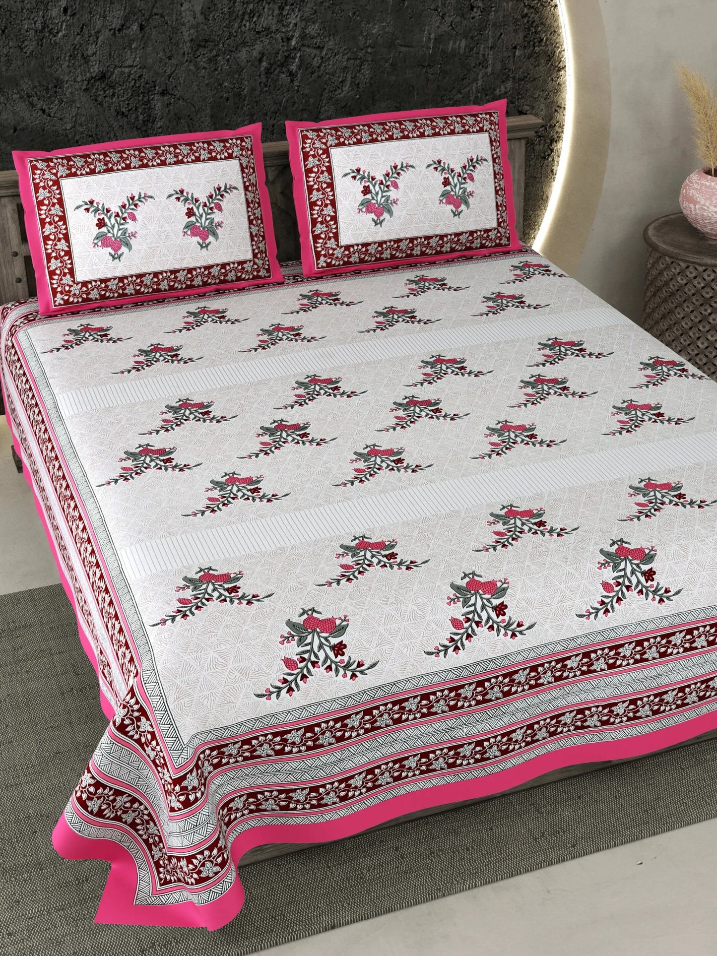 1 Double King Size Bedsheet With 2 Pillow Cover 86 *104 inches (7.1*8.6 Feet) | Viscose Cotton | Rich Fast Colour With No Colour Bleeding | Soft & Skin Friendly (472-B)