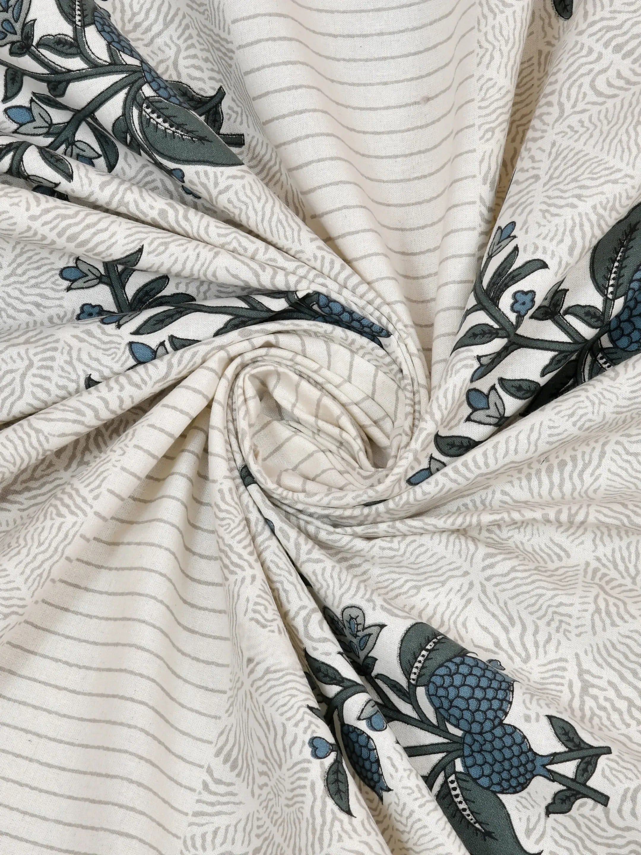 LIVING ROOTS Jaipuri Hand Block Print Double King Cotton 86*104 Inches (7.1*8.6 Feet) With 2 Pillow Cover | 220 TC | Rich Fast Colour With No Colour Bleeding (472-C) (Blue)