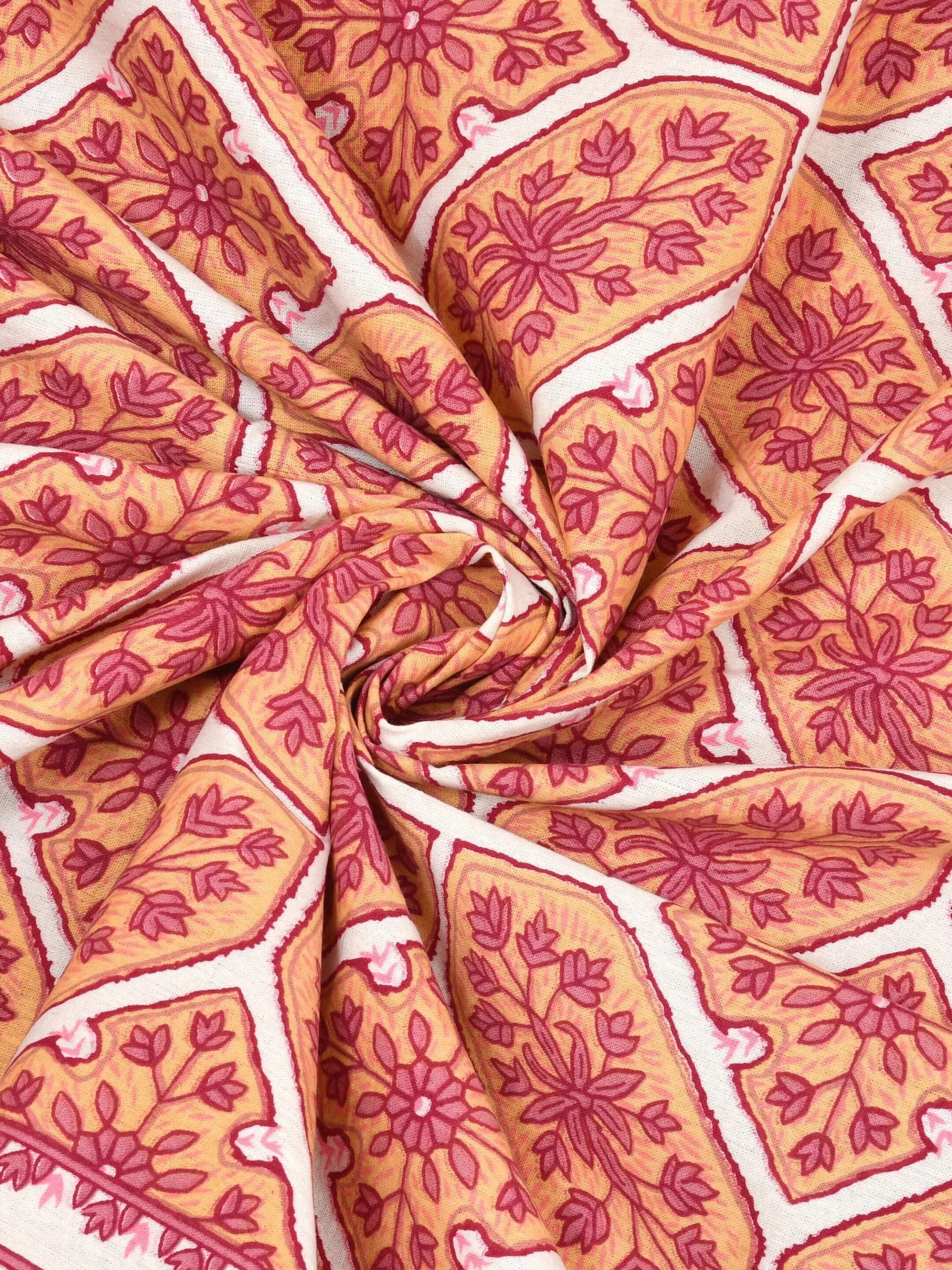 LIVING ROOTS Jaipuri Hand Block Print Double King Cotton 86*104 Inches (7.1*8.6 Feet) With 2 Pillow Cover | 220 TC | Rich Fast Colour With No Colour Bleeding (473-A)