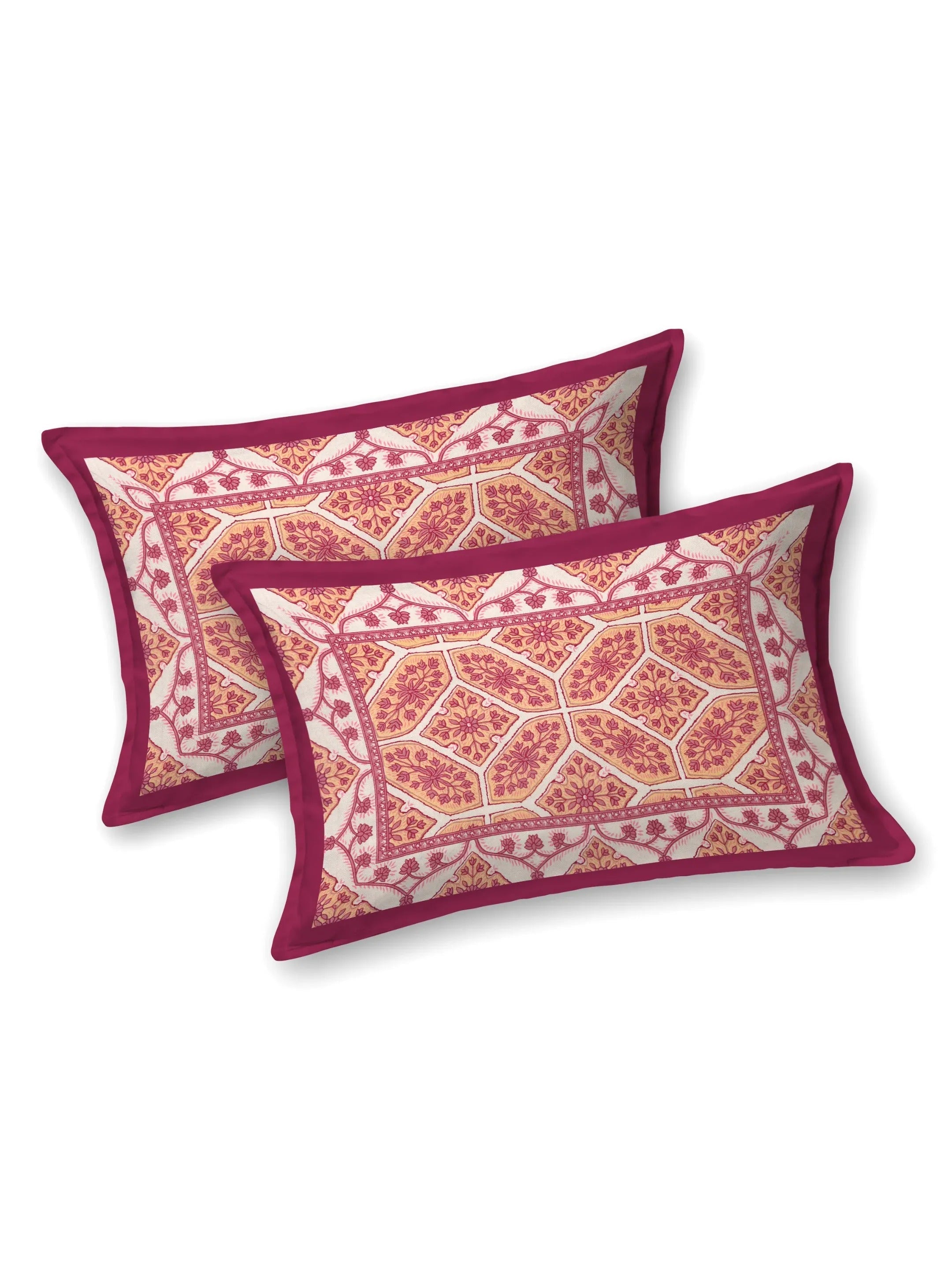 LIVING ROOTS Jaipuri Hand Block Print Double King Cotton 86*104 Inches (7.1*8.6 Feet) With 2 Pillow Cover | 220 TC | Rich Fast Colour With No Colour Bleeding (473-A)