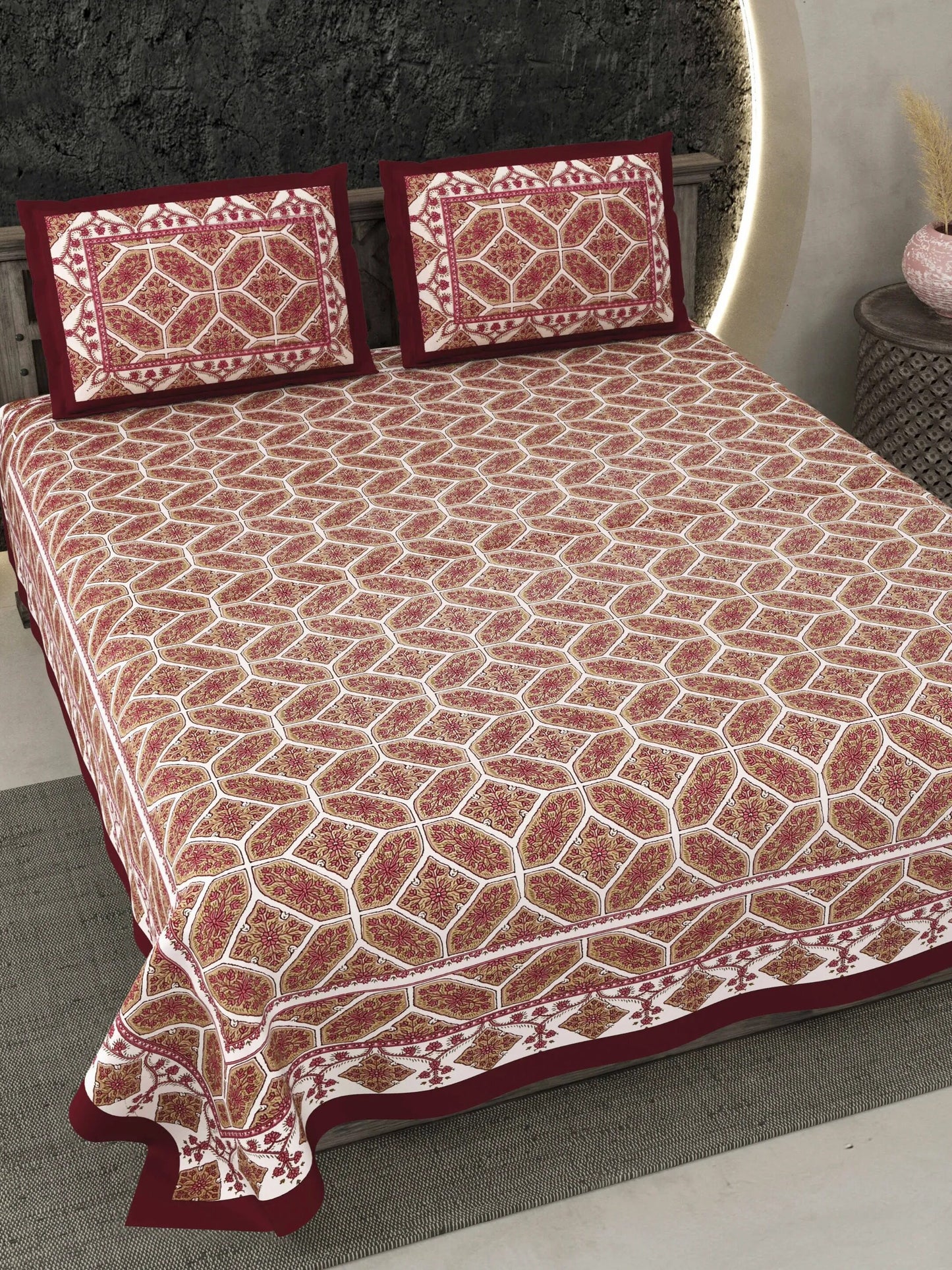 1 Double King Size Bedsheet With 2 Pillow Cover 86 *104 inches (7.1*8.6 Feet) | Viscose Cotton | Rich Fast Colour With No Colour Bleeding | Soft & Skin Friendly (473-C)