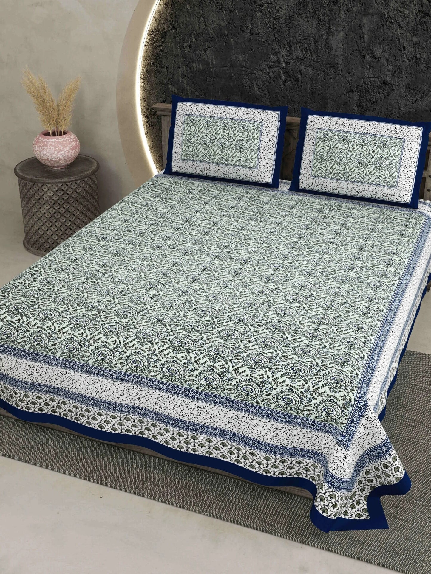 1 Double King Size Bedsheet With 2 Pillow Cover 86 *104 inches (7.1*8.6 Feet) | Viscose Cotton | Rich Fast Colour With No Colour Bleeding | Soft & Skin Friendly (475-B)