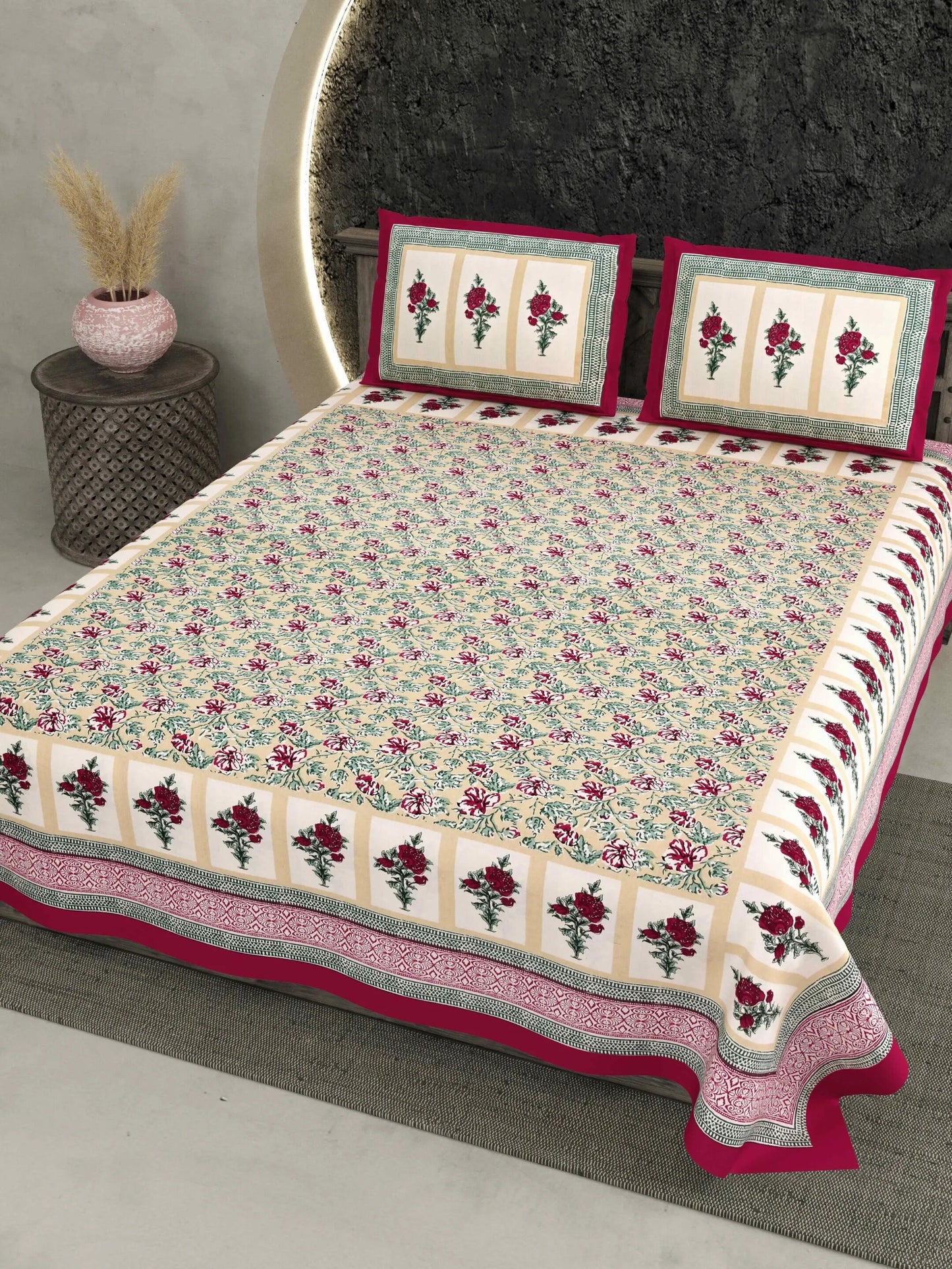 1 Double King Size Bedsheet With 2 Pillow Cover 86 *104 inches (7.1*8.6 Feet) | Viscose Cotton | Rich Fast Colour With No Colour Bleeding | Soft & Skin Friendly (476-B)