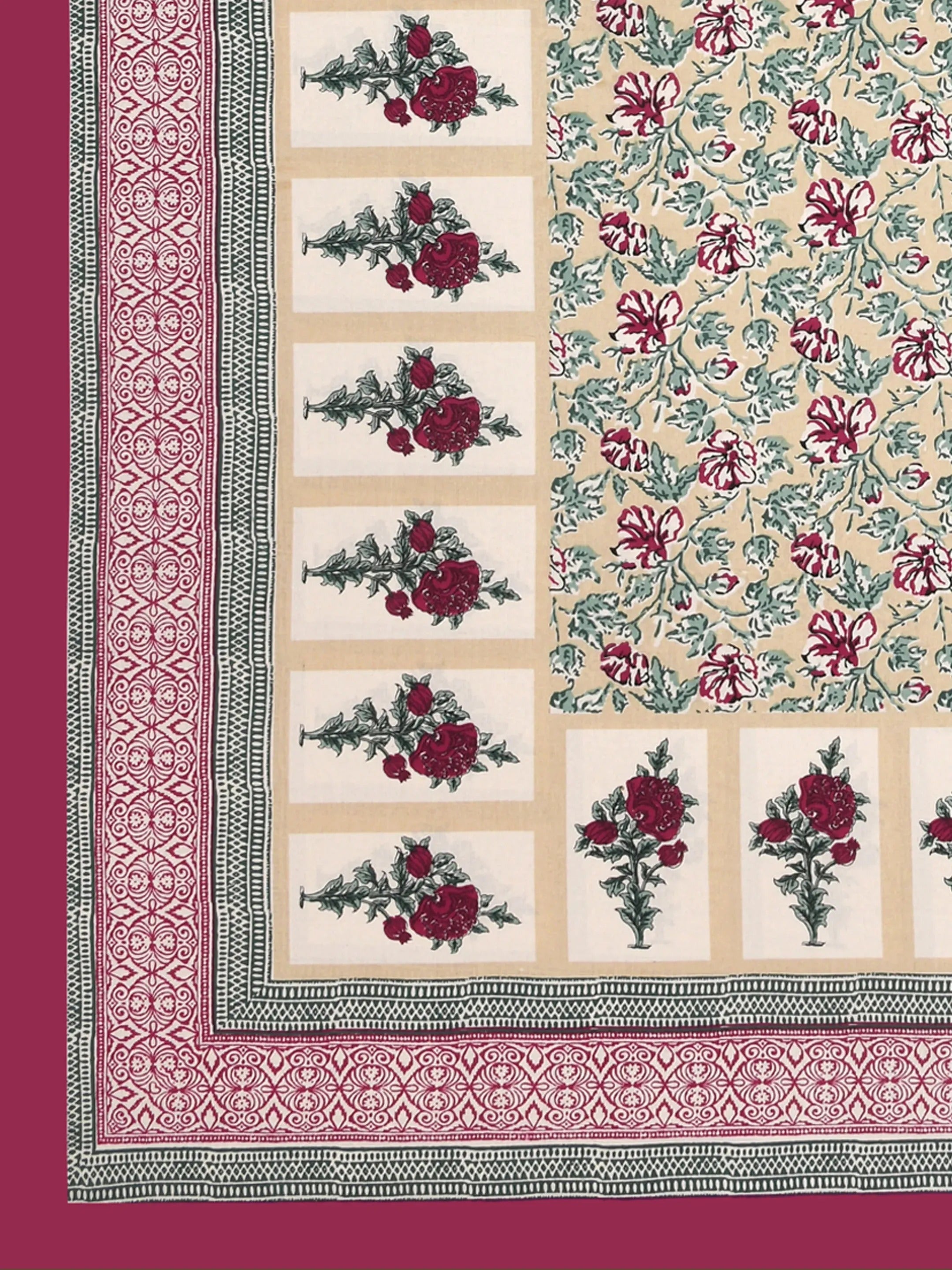 LIVING ROOTS Jaipuri Hand Block Print Double King Cotton 86*104 Inches (7.1*8.6 Feet) With 2 Pillow Cover | 220 TC | Rich Fast Colour With No Colour Bleeding (476-B) (Pink)