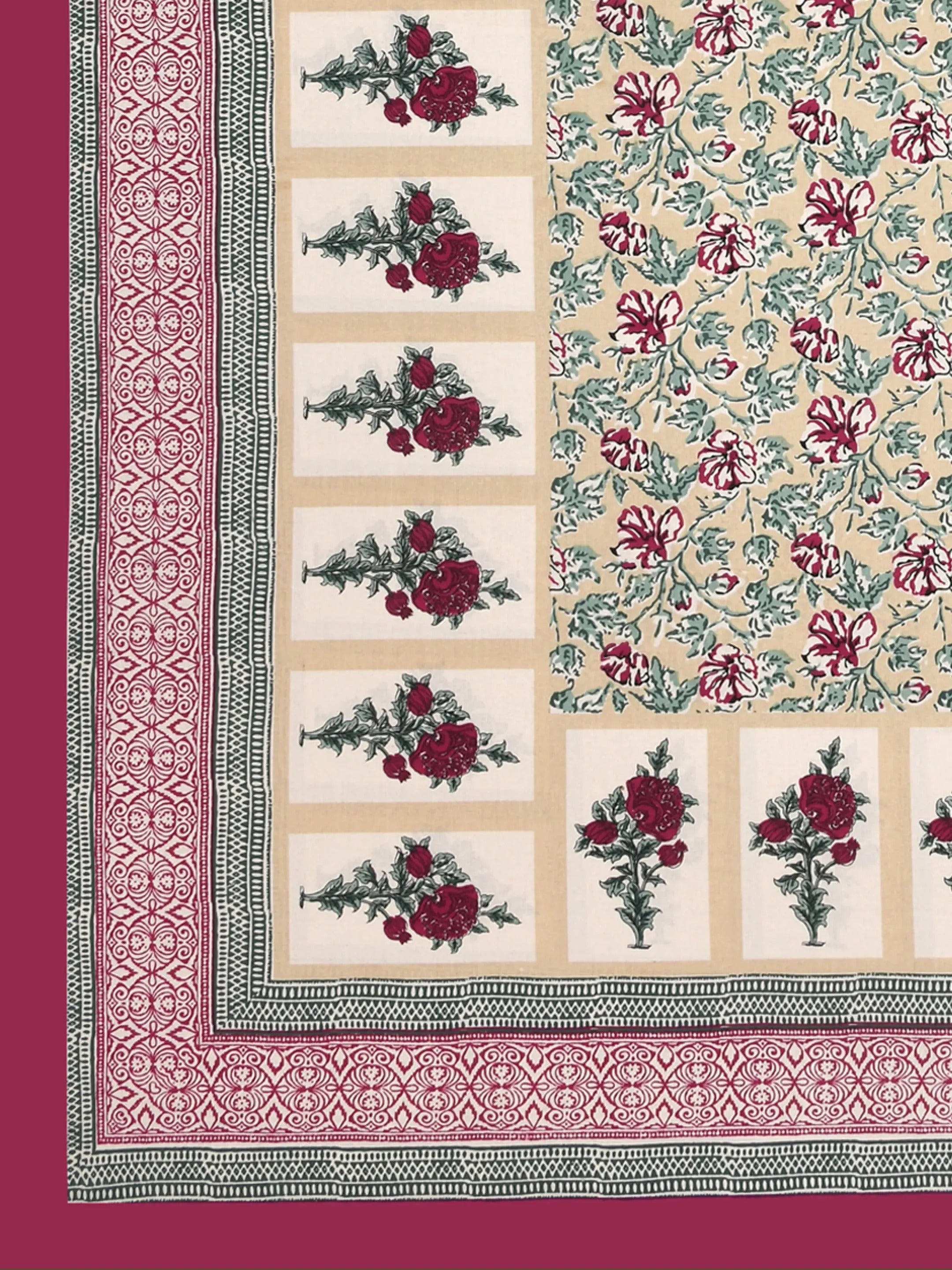 LIVING ROOTS Jaipuri Hand Block Print Double King Cotton 86*104 Inches (7.1*8.6 Feet) With 2 Pillow Cover | 220 TC | Rich Fast Colour With No Colour Bleeding (476-B) (Pink)