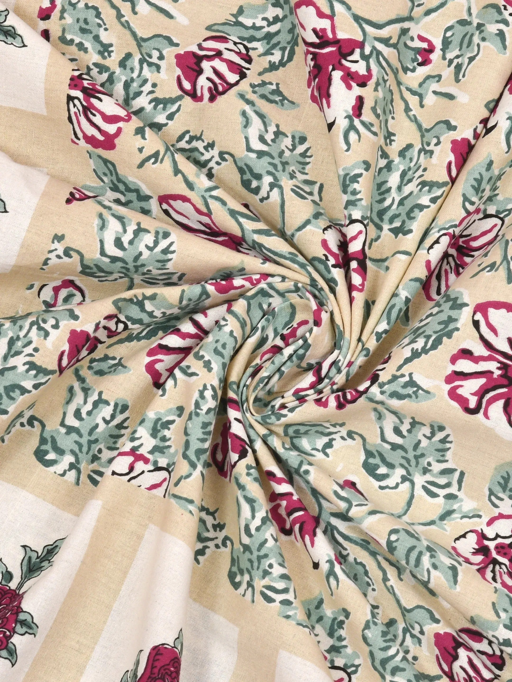LIVING ROOTS Jaipuri Hand Block Print Double King Cotton 86*104 Inches (7.1*8.6 Feet) With 2 Pillow Cover | 220 TC | Rich Fast Colour With No Colour Bleeding (476-B) (Pink)