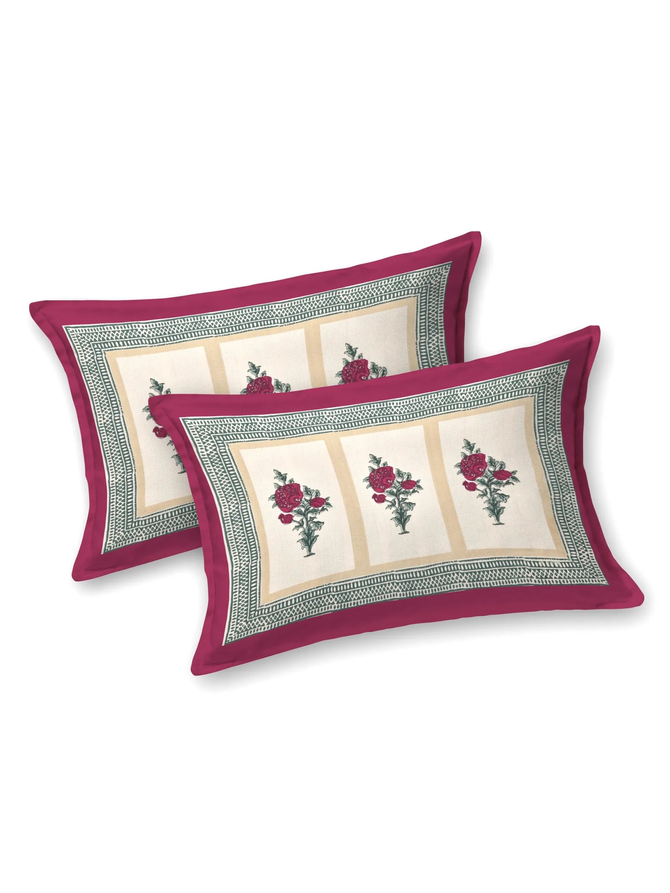 LIVING ROOTS Jaipuri Hand Block Print Double King Cotton 86*104 Inches (7.1*8.6 Feet) With 2 Pillow Cover | 220 TC | Rich Fast Colour With No Colour Bleeding (476-B) (Pink)