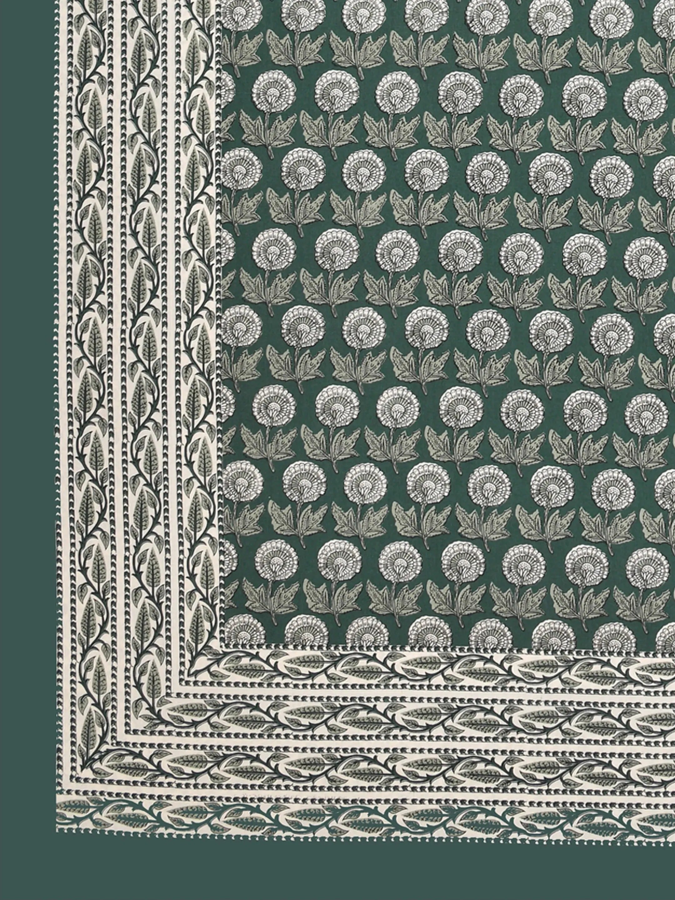 LIVING ROOTS Jaipuri Hand Block Print Double King Cotton 86*104 Inches (7.1*8.6 Feet) With 2 Pillow Cover | 220 TC | Rich Fast Colour With No Colour Bleeding (477-A) (Green)