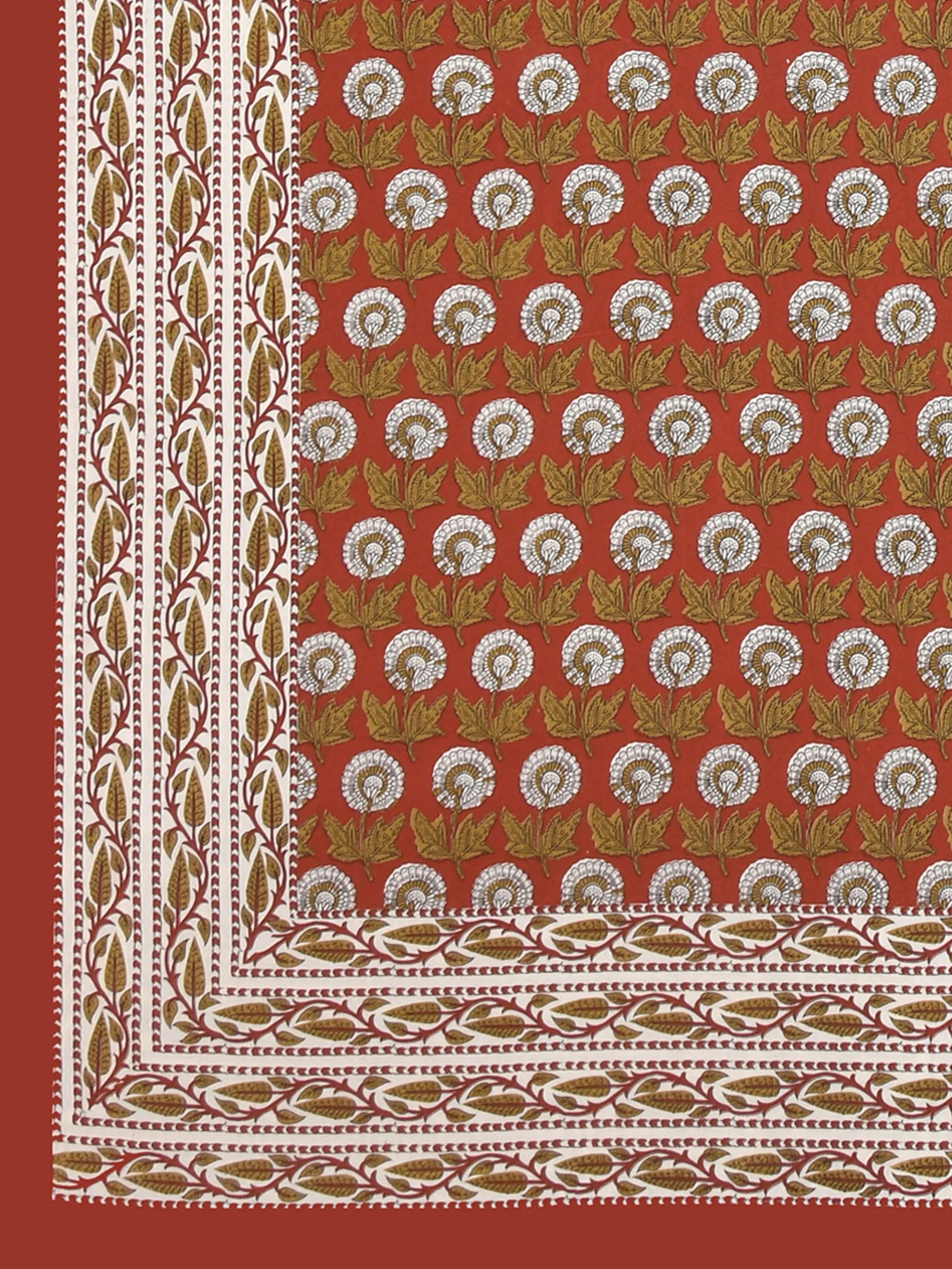 LIVING ROOTS Jaipuri Hand Block Print Double King Cotton 86*104 Inches (7.1*8.6 Feet) With 2 Pillow Cover | 220 TC | Rich Fast Colour With No Colour Bleeding (477-B) (Red)