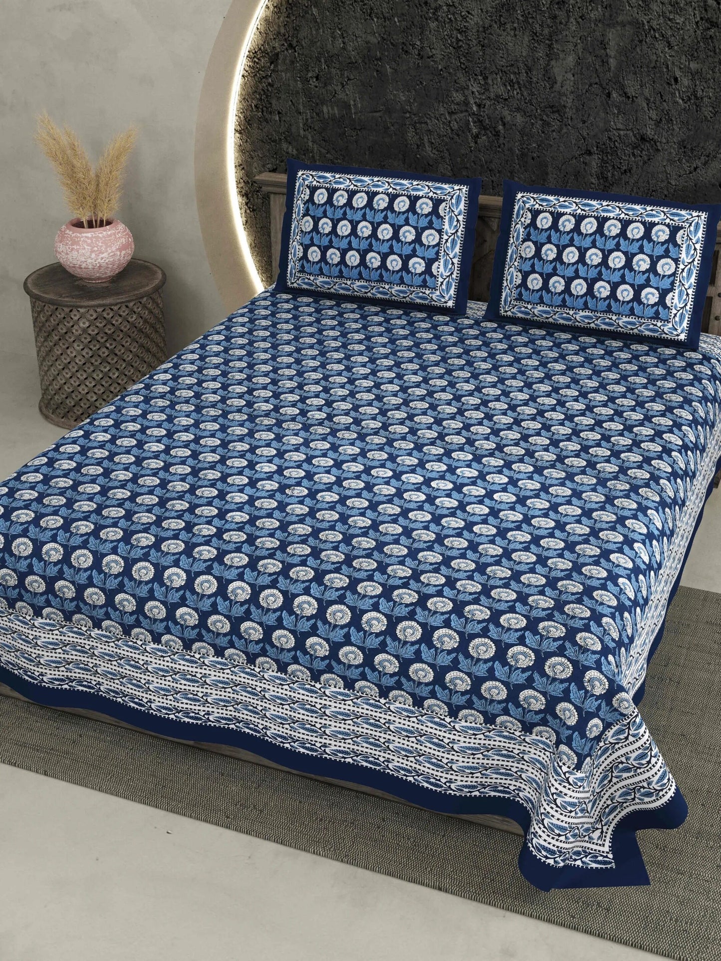 1 Double King Size Bedsheet With 2 Pillow Cover 86 *104 inches (7.1*8.6 Feet) | Viscose Cotton | Rich Fast Colour With No Colour Bleeding | Soft & Skin Friendly (477-C)