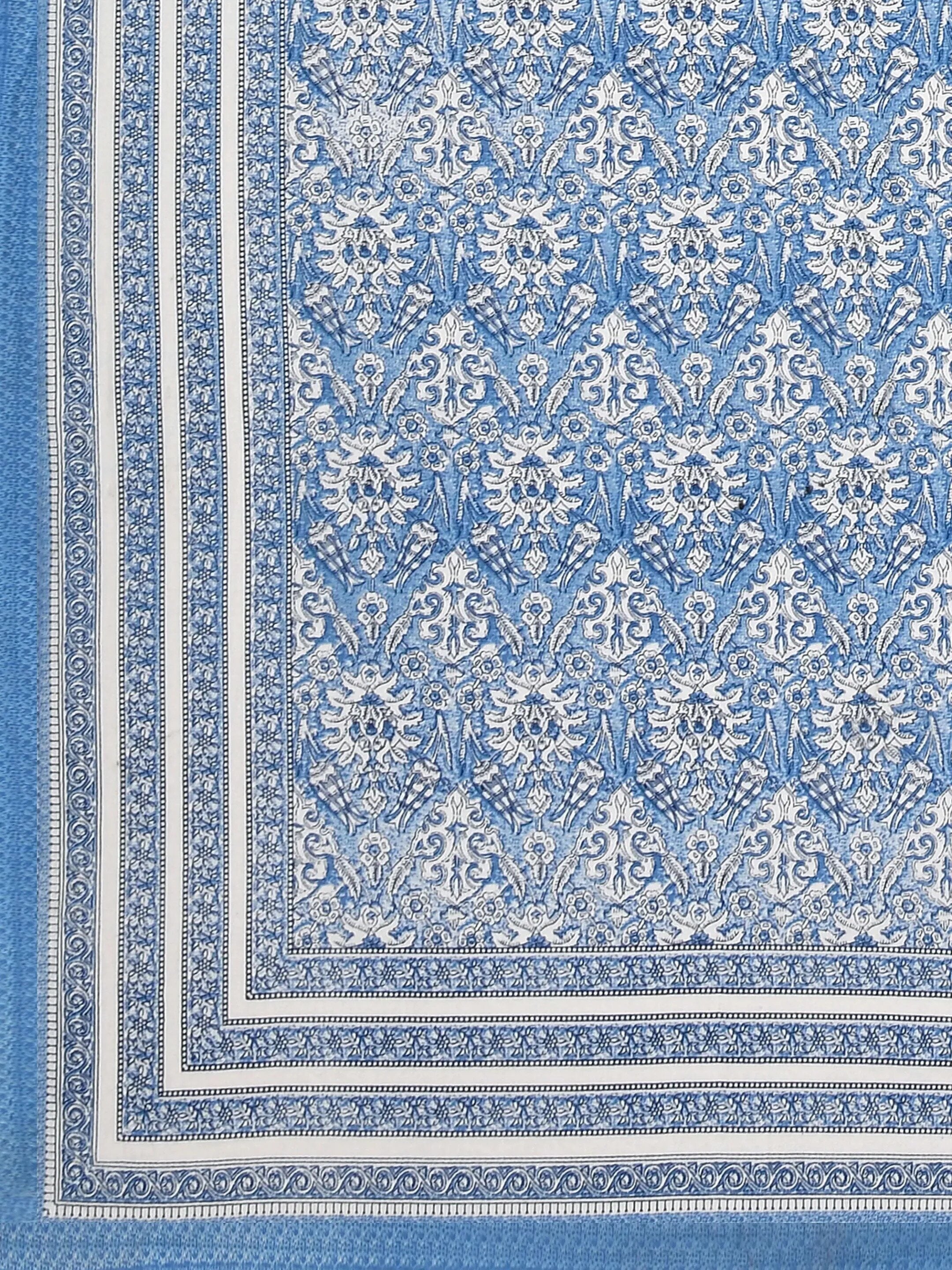 LIVING ROOTS Jaipuri Hand Block Print Double King Cotton 86*104 Inches (7.1*8.6 Feet) With 2 Pillow Cover | 220 TC | Rich Fast Colour With No Colour Bleeding (479-B) (Blue)