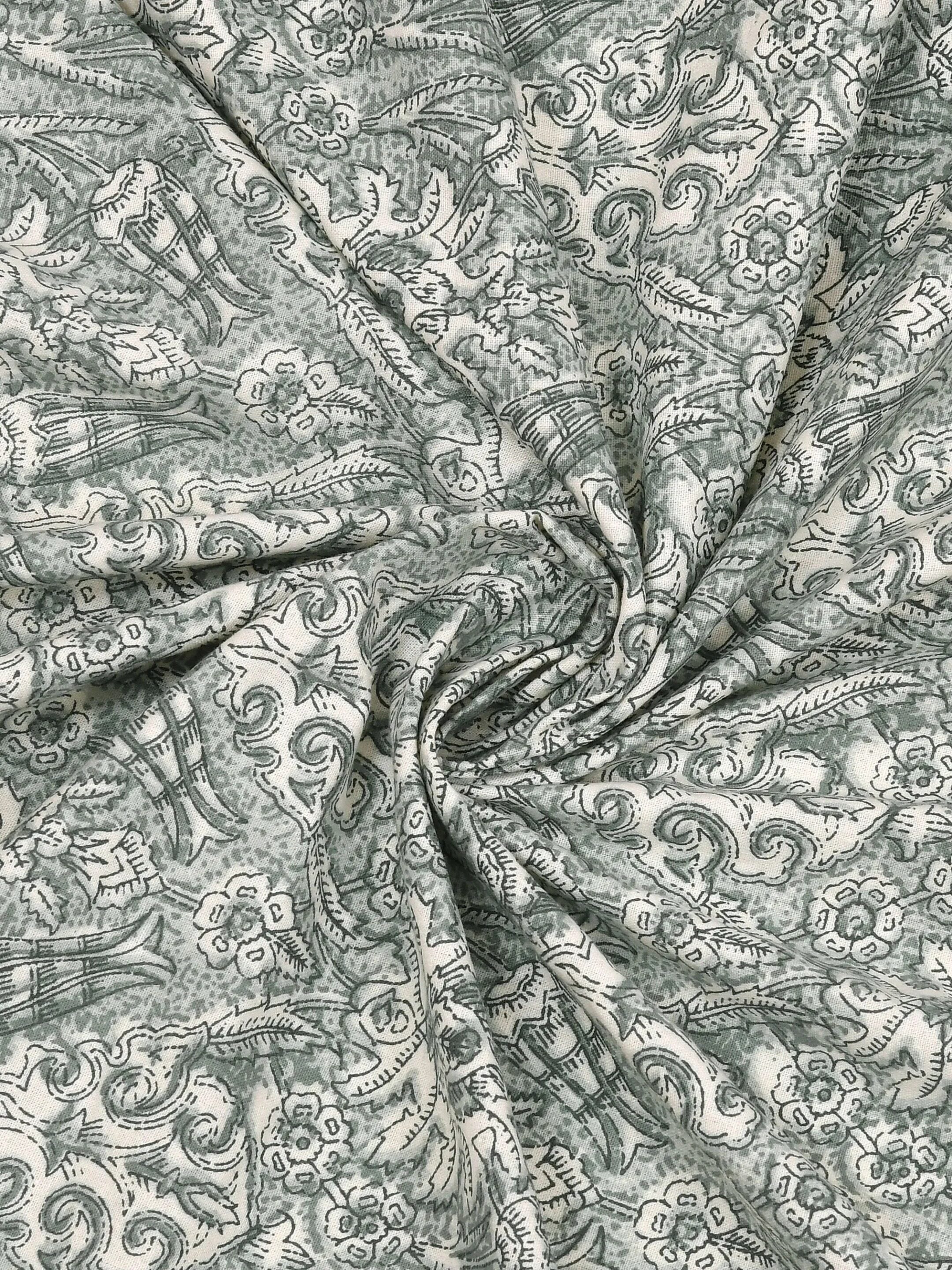 LIVING ROOTS Jaipuri Hand Block Print Double King Cotton 86*104 Inches (7.1*8.6 Feet) With 2 Pillow Cover | 220 TC | Rich Fast Colour With No Colour Bleeding (479-C) (Green)