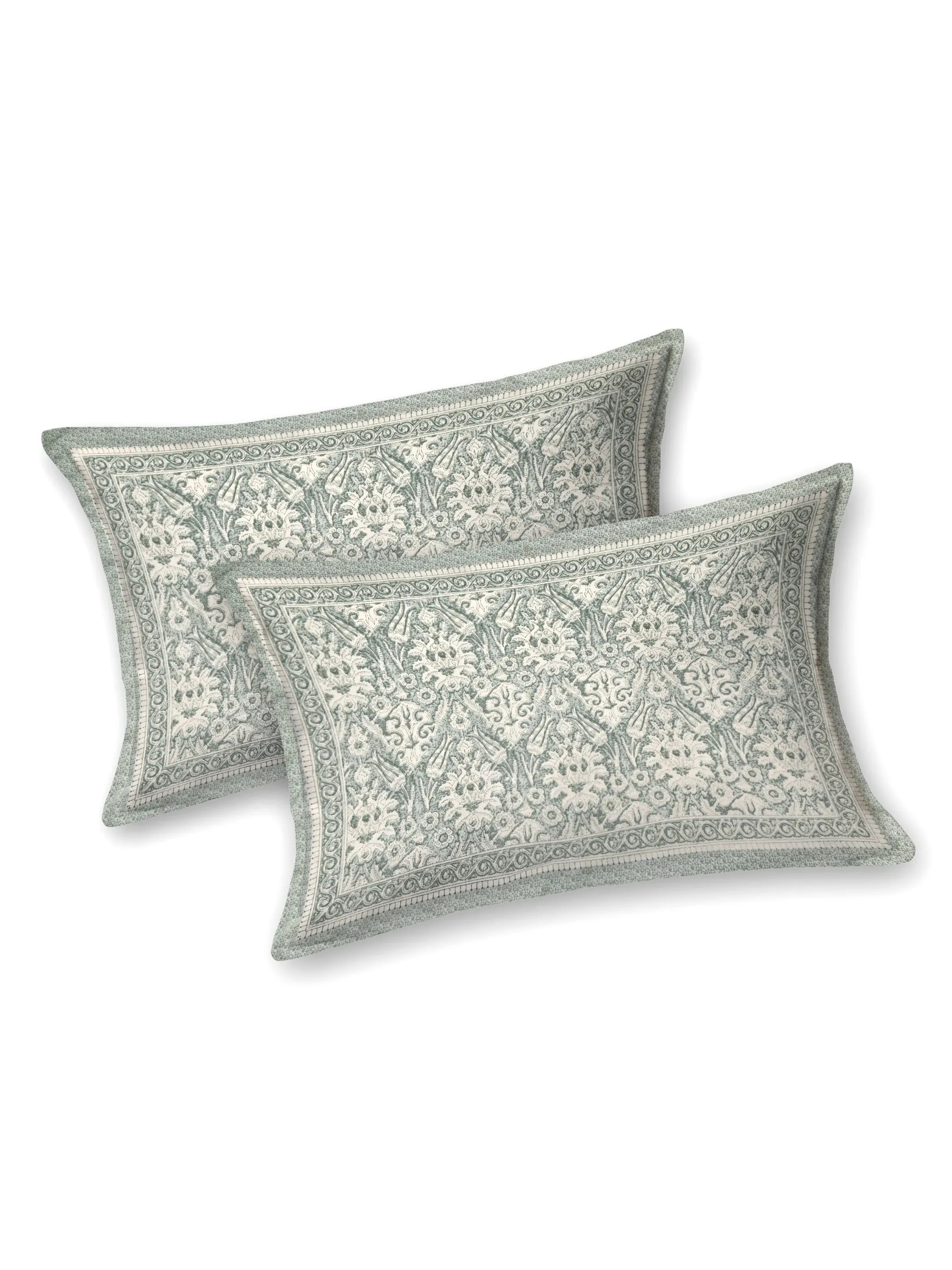 LIVING ROOTS Jaipuri Hand Block Print Double King Cotton 86*104 Inches (7.1*8.6 Feet) With 2 Pillow Cover | 220 TC | Rich Fast Colour With No Colour Bleeding (479-C) (Green)