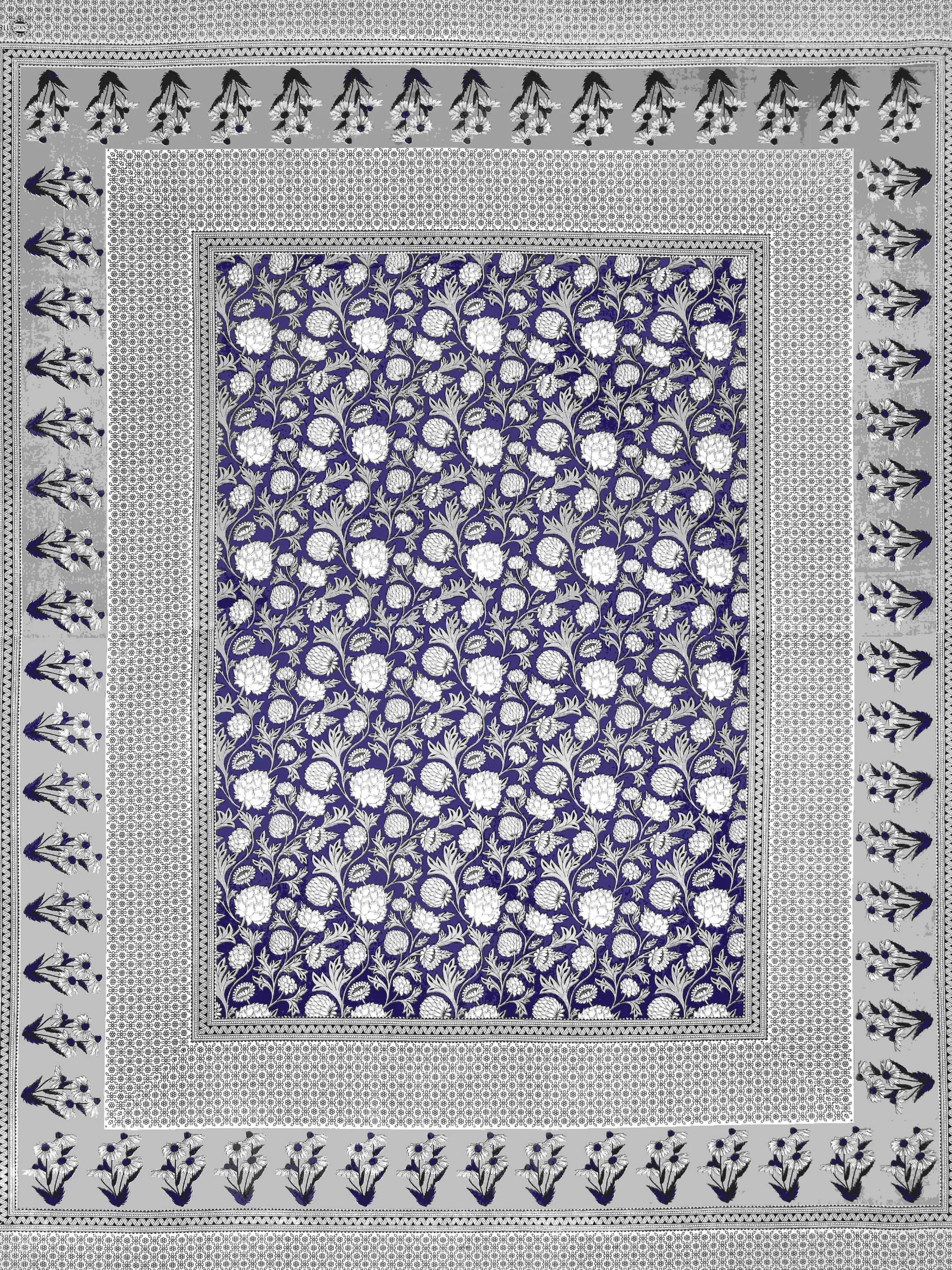 LIVING ROOTS Jaipuri Hand Block Print Double King Cotton 86*104 Inches (7.1*8.6 Feet) With 2 Pillow Cover | 220 TC | Rich Fast Colour With No Colour Bleeding (480-B) (Blue)