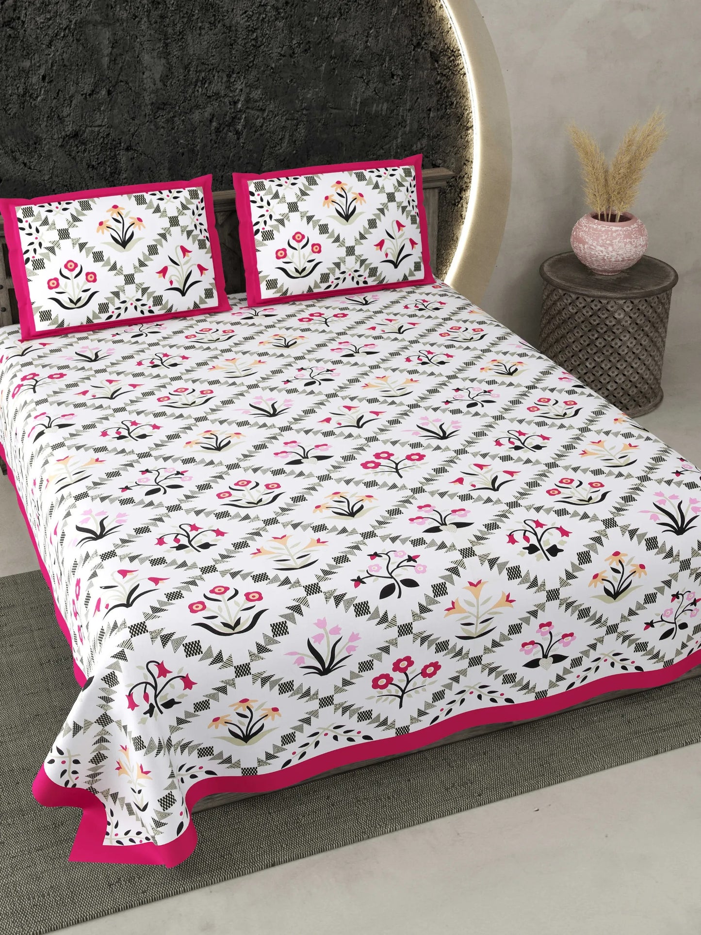 1 Double King Size Bedsheet With 2 Pillow Cover 86 *104 inches (7.1*8.6 Feet) | Viscose Cotton | Rich Fast Colour With No Colour Bleeding | Soft & Skin Friendly (481-A)