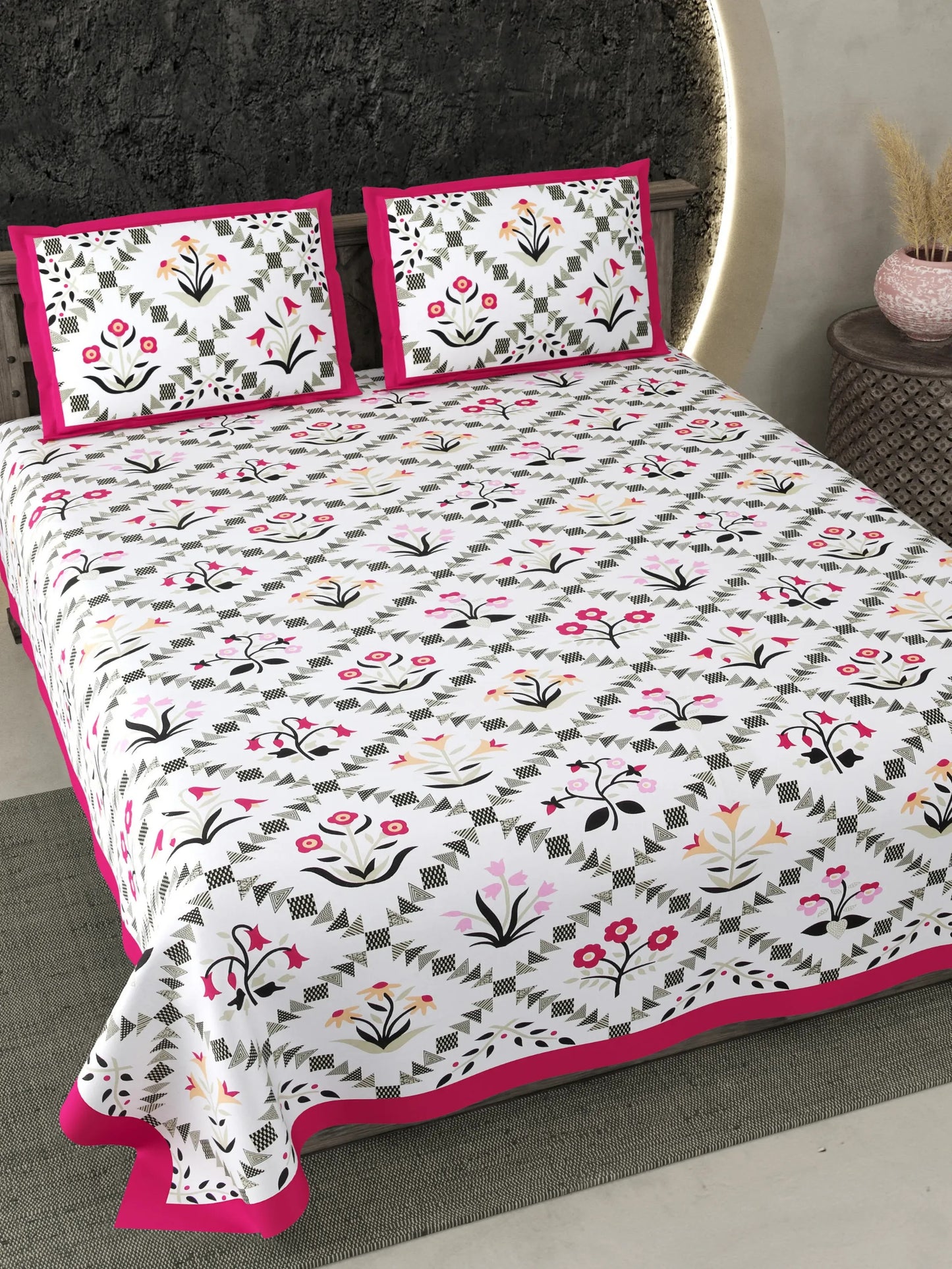 1 Double King Size Bedsheet With 2 Pillow Cover 86 *104 inches (7.1*8.6 Feet) | Viscose Cotton | Rich Fast Colour With No Colour Bleeding | Soft & Skin Friendly (481-A)