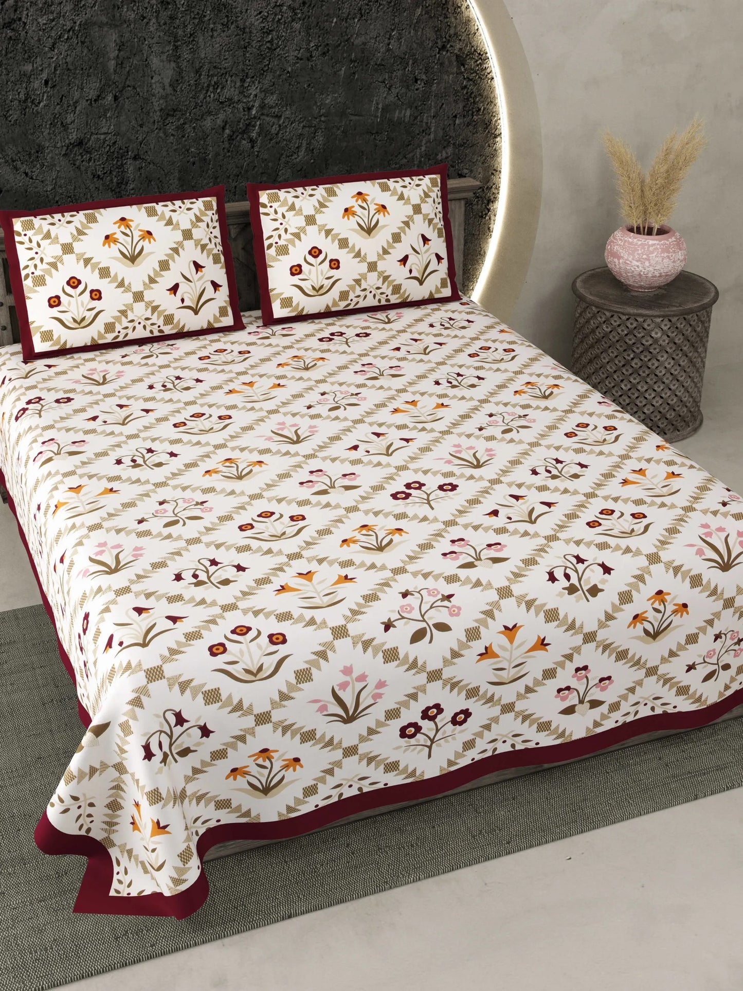 1 Double King Size Bedsheet With 2 Pillow Cover 86 *104 inches (7.1*8.6 Feet) | Viscose Cotton | Rich Fast Colour With No Colour Bleeding | Soft & Skin Friendly (481-C)