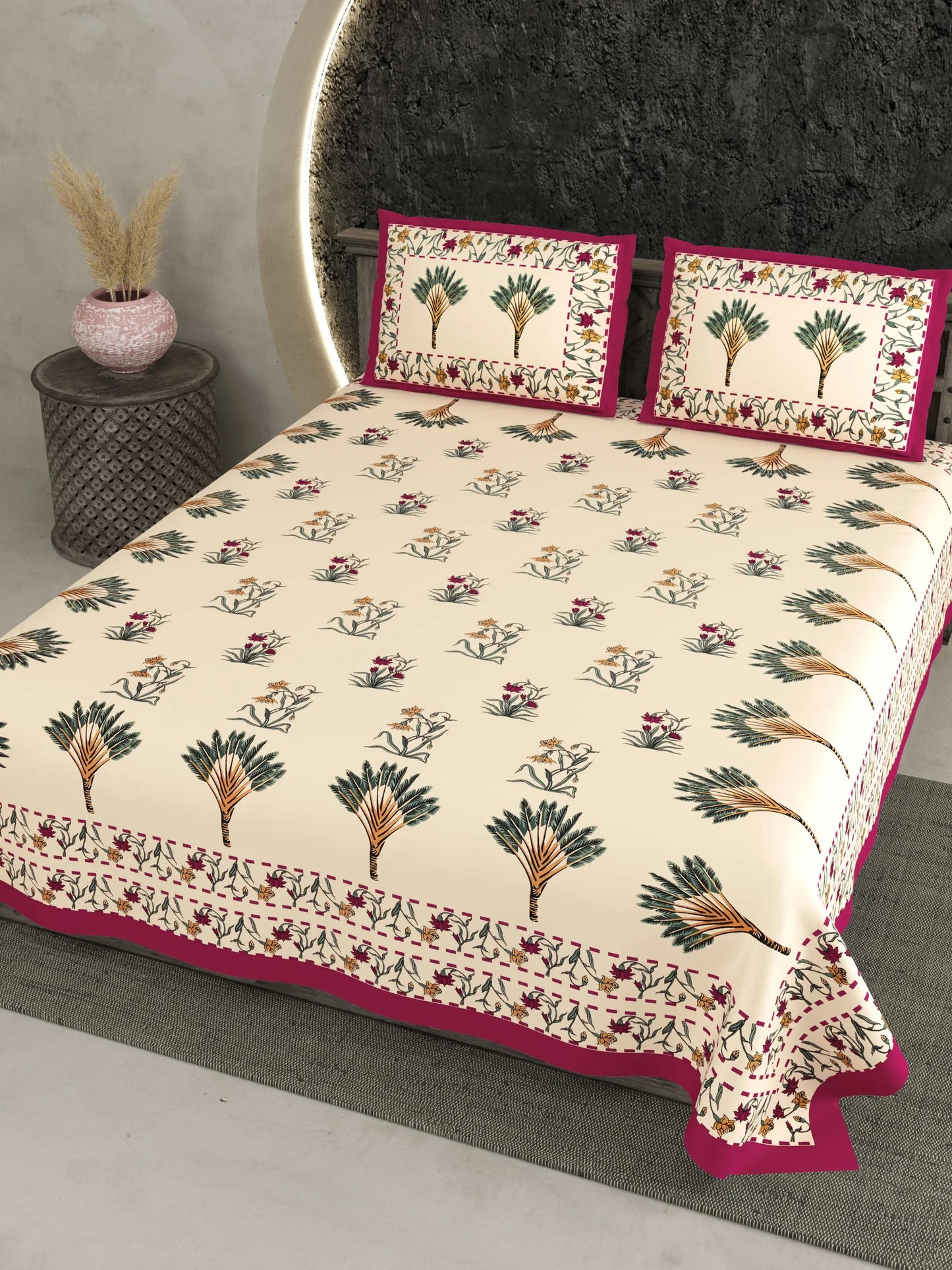 1 Double King Size Bedsheet With 2 Pillow Cover 86 *104 inches (7.1*8.6 Feet) | Viscose Cotton | Rich Fast Colour With No Colour Bleeding | Soft & Skin Friendly (482-A)