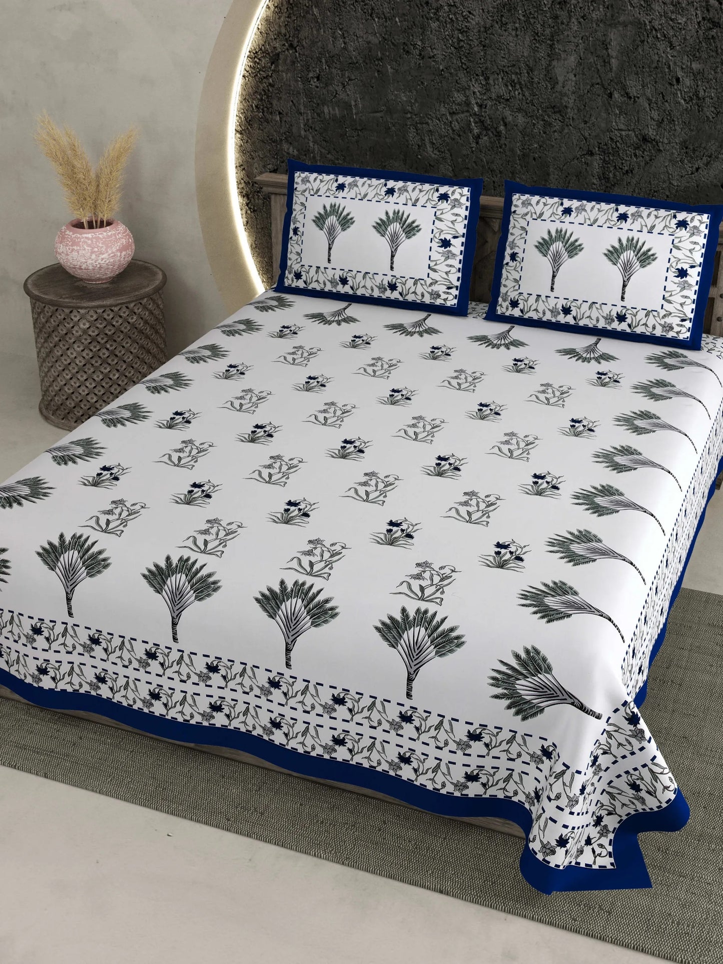 1 Double King Size Bedsheet With 2 Pillow Cover 86 *104 inches (7.1*8.6 Feet) | Viscose Cotton | Rich Fast Colour With No Colour Bleeding | Soft & Skin Friendly (482-B)