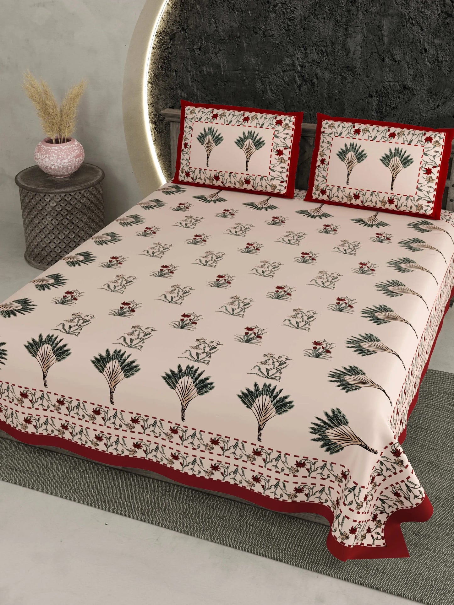 1 Double King Size Bedsheet With 2 Pillow Cover 86 *104 inches (7.1*8.6 Feet) | Viscose Cotton | Rich Fast Colour With No Colour Bleeding | Soft & Skin Friendly (482-C)