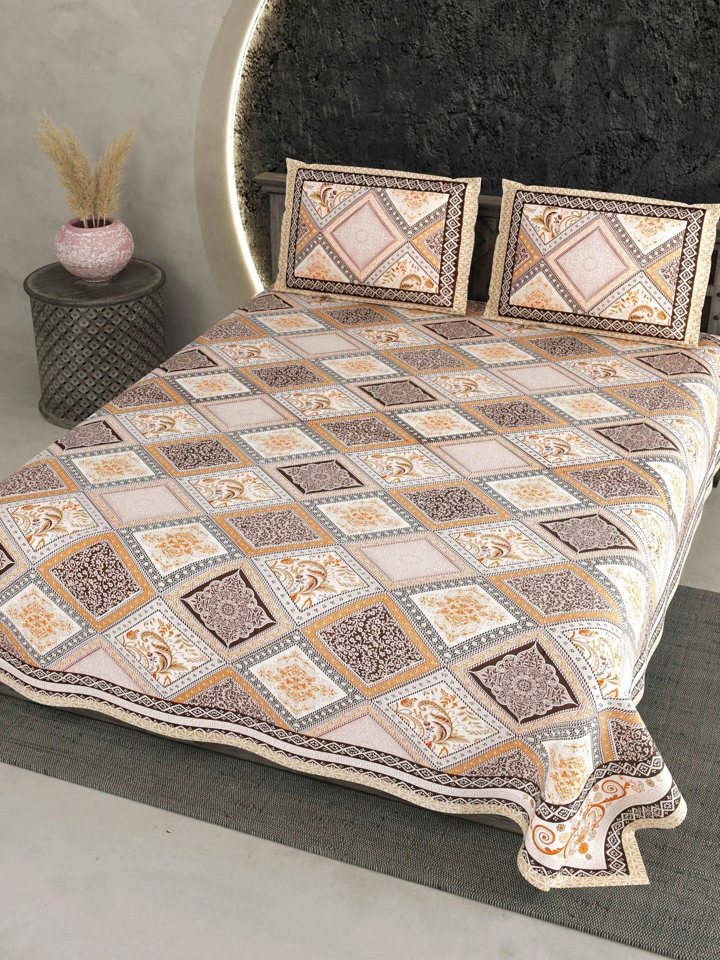 1 Double King Size Bedsheet With 2 Pillow Cover 86 *104 inches (7.1*8.6 Feet) | Viscose Cotton | Rich Fast Colour With No Colour Bleeding | Soft & Skin Friendly (483-A)