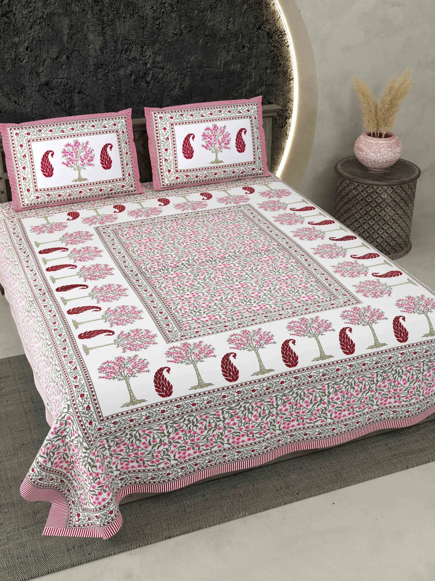 1 Double King Size Bedsheet With 2 Pillow Cover 86 *104 inches (7.1*8.6 Feet) | Viscose Cotton | Rich Fast Colour With No Colour Bleeding | Soft & Skin Friendly (485-A)