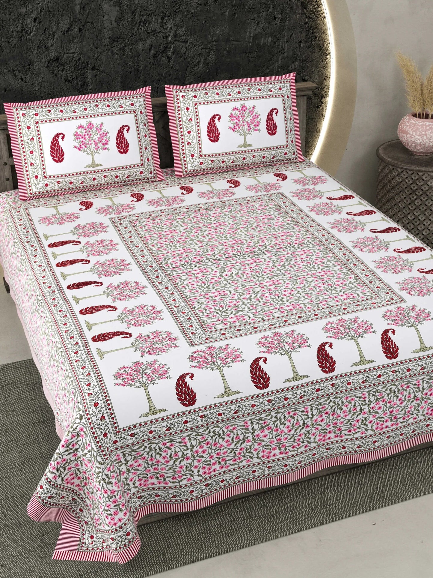 1 Double King Size Bedsheet With 2 Pillow Cover 86 *104 inches (7.1*8.6 Feet) | Viscose Cotton | Rich Fast Colour With No Colour Bleeding | Soft & Skin Friendly (485-A)