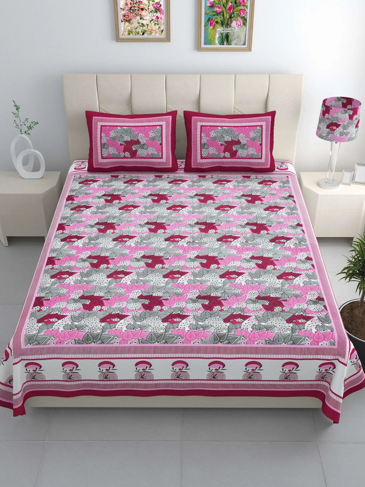 1 Double King Size Bedsheet With 2 Pillow Cover 86 *104 inches (7.1*8.6 Feet) | Viscose Cotton | Rich Fast Colour With No Colour Bleeding | Soft & Skin Friendly (487-B)