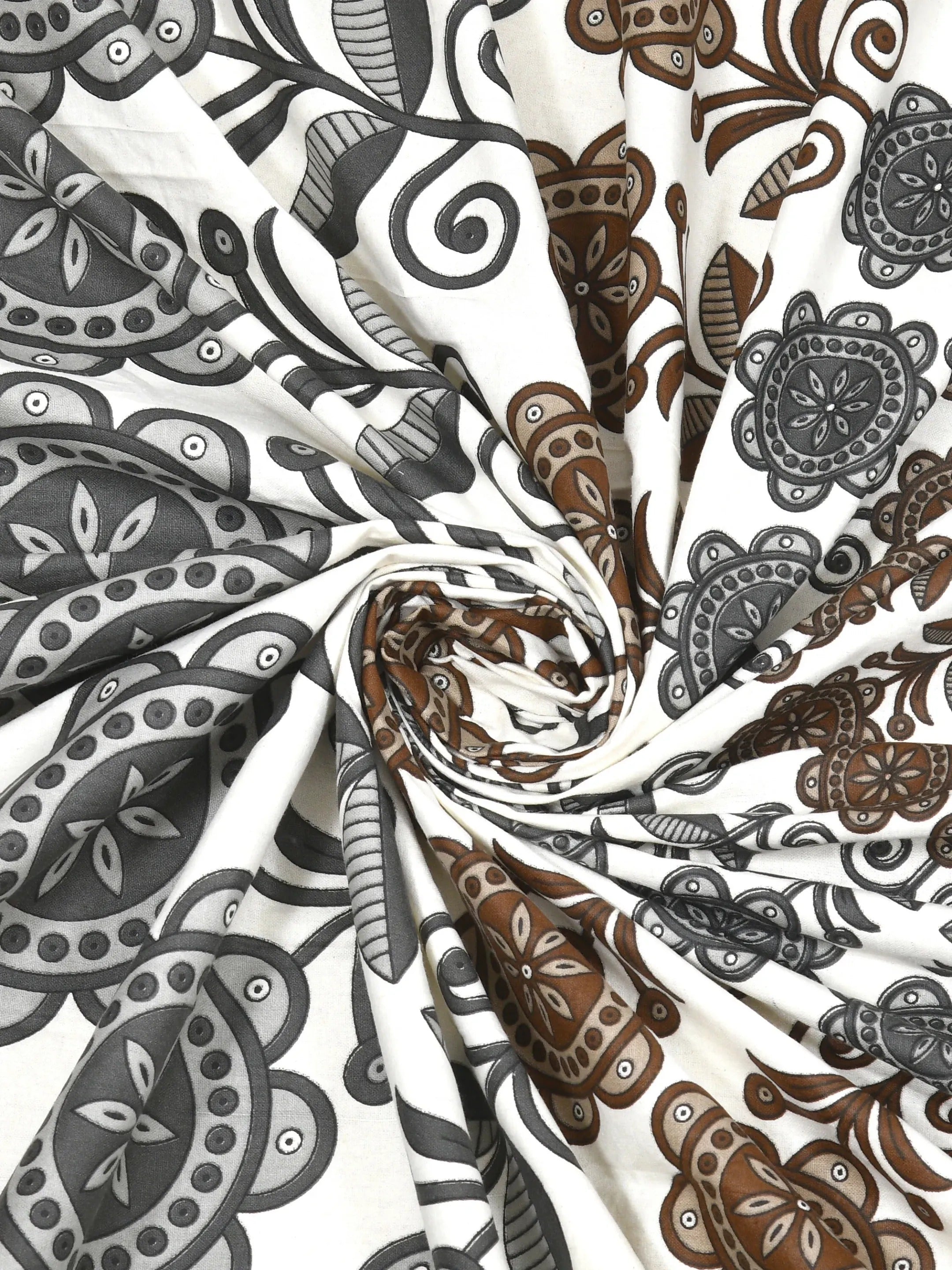 LIVING ROOTS Jaipuri Hand Block Print Double King Cotton Bedsheet 86*104 Inches (7.1*8.6 Feet) With 2 Pillow Cover | 220 TC | Rich Fast Colour With No Colour Bleeding (490-B) (Brown)
