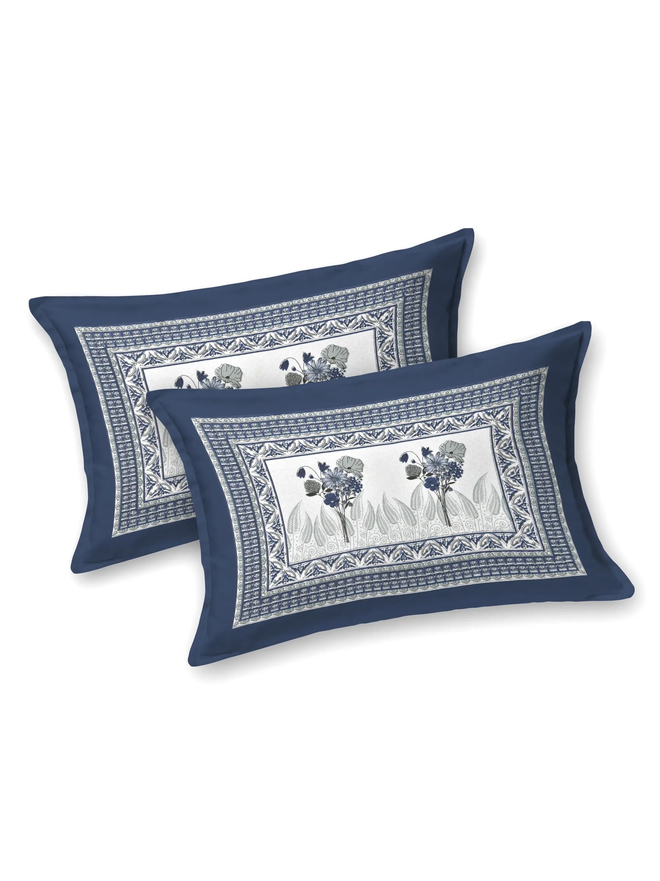 LIVING ROOTS Jaipuri Hand Block Print Double King Cotton Bedsheet 86*104 Inches (7.1*8.6 Feet) With 2 Pillow Cover | 220 TC | Rich Fast Colour With No Colour Bleeding (491-A) (Multi)