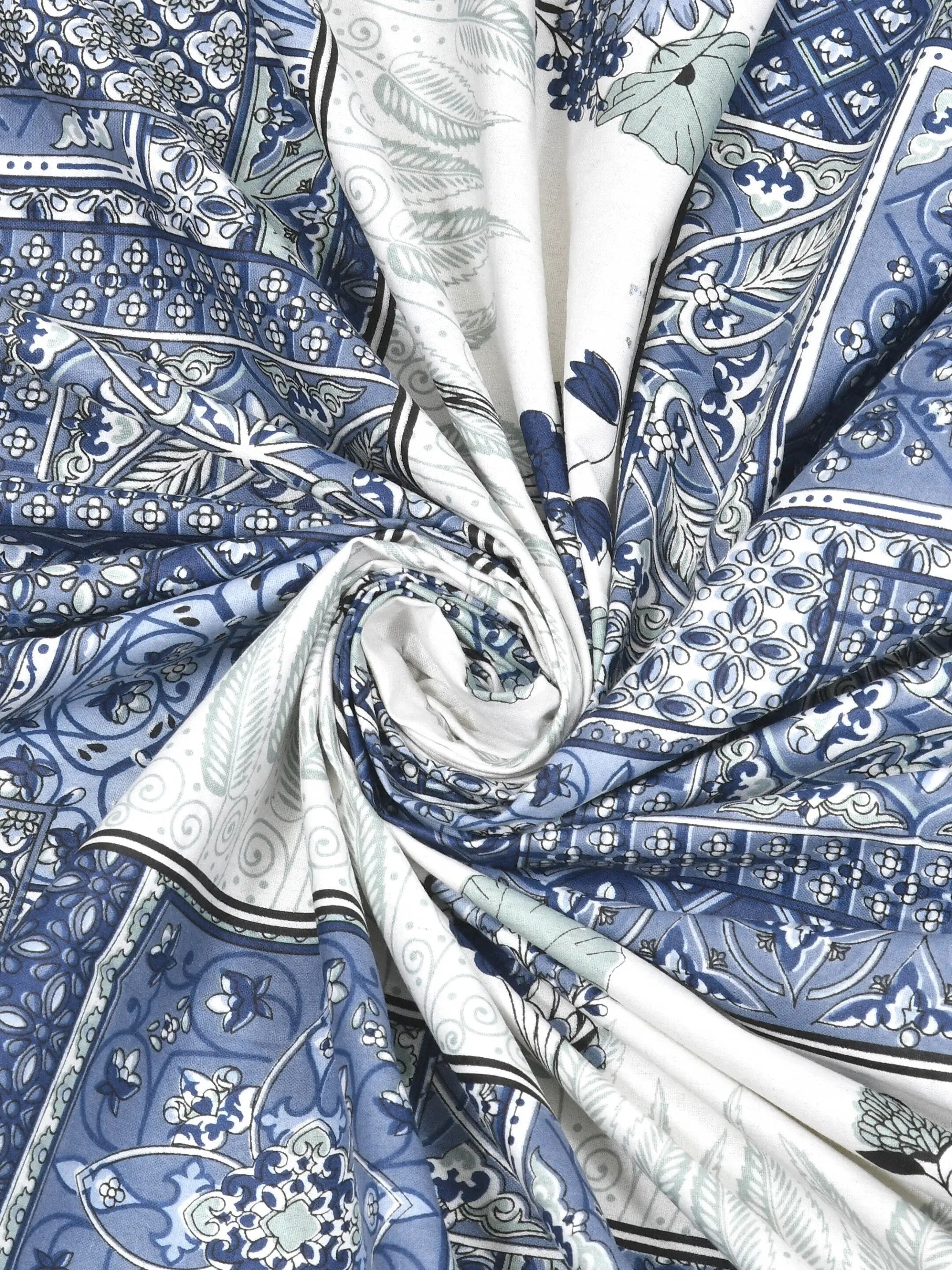 LIVING ROOTS Jaipuri Hand Block Print Double King Cotton Bedsheet 86*104 Inches (7.1*8.6 Feet) With 2 Pillow Cover | 220 TC | Rich Fast Colour With No Colour Bleeding (491-A) (Multi)