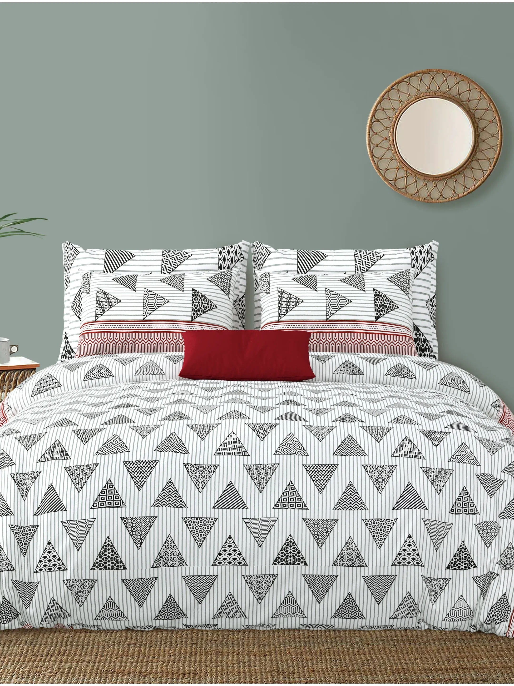 LIVING ROOTS Jaipuri Hand Block Print Double King Cotton Bedsheet 86*104 Inches (7.1*8.6 Feet) With 2 Pillow Cover | 220 TC |  Rich Fast Colour With No Colour Bleeding (496-B) (Grey)