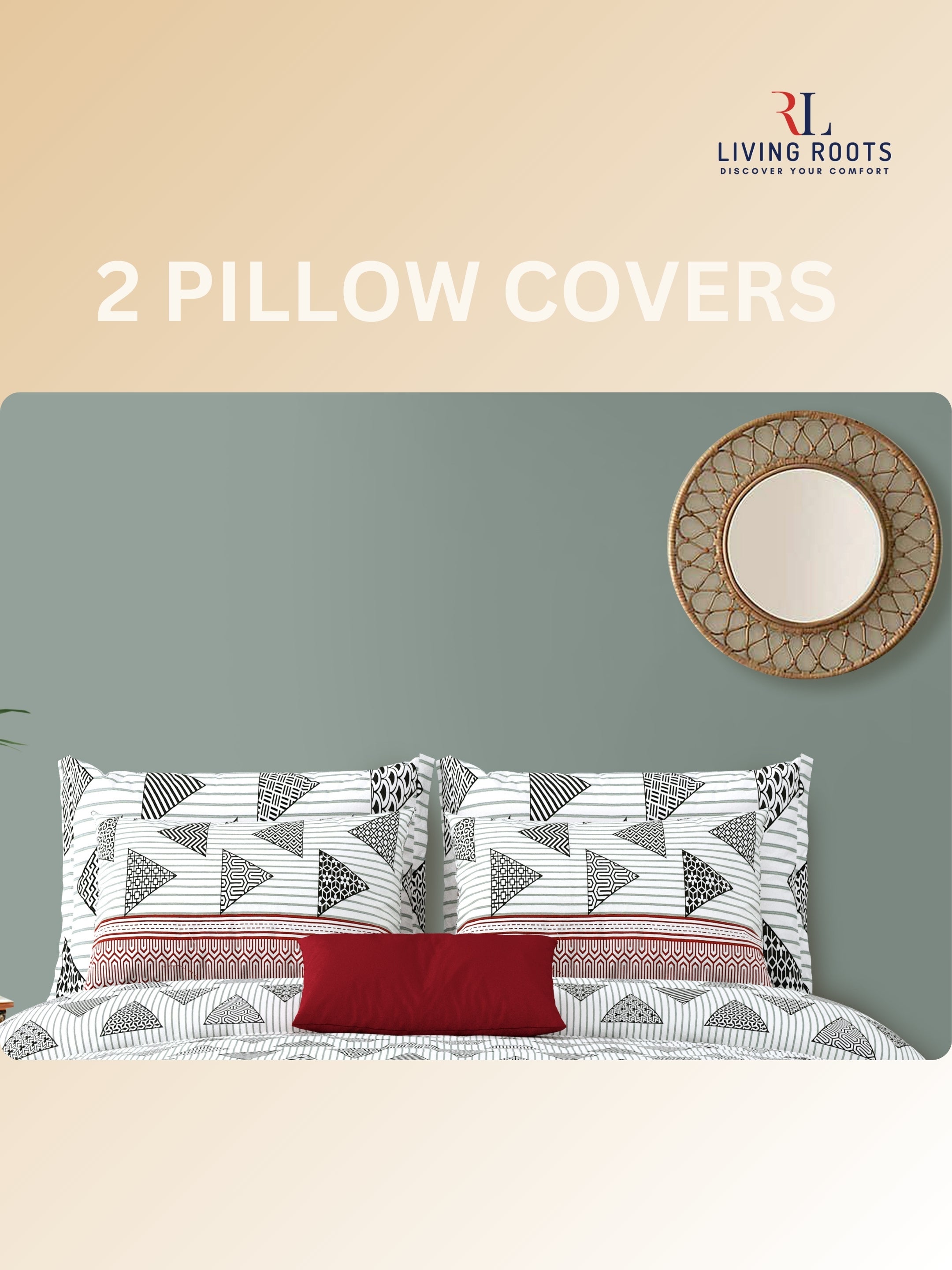 LIVING ROOTS Jaipuri Hand Block Print Double King Cotton Bedsheet 86*104 Inches (7.1*8.6 Feet) With 2 Pillow Cover | 220 TC |  Rich Fast Colour With No Colour Bleeding (496-B) (Grey)