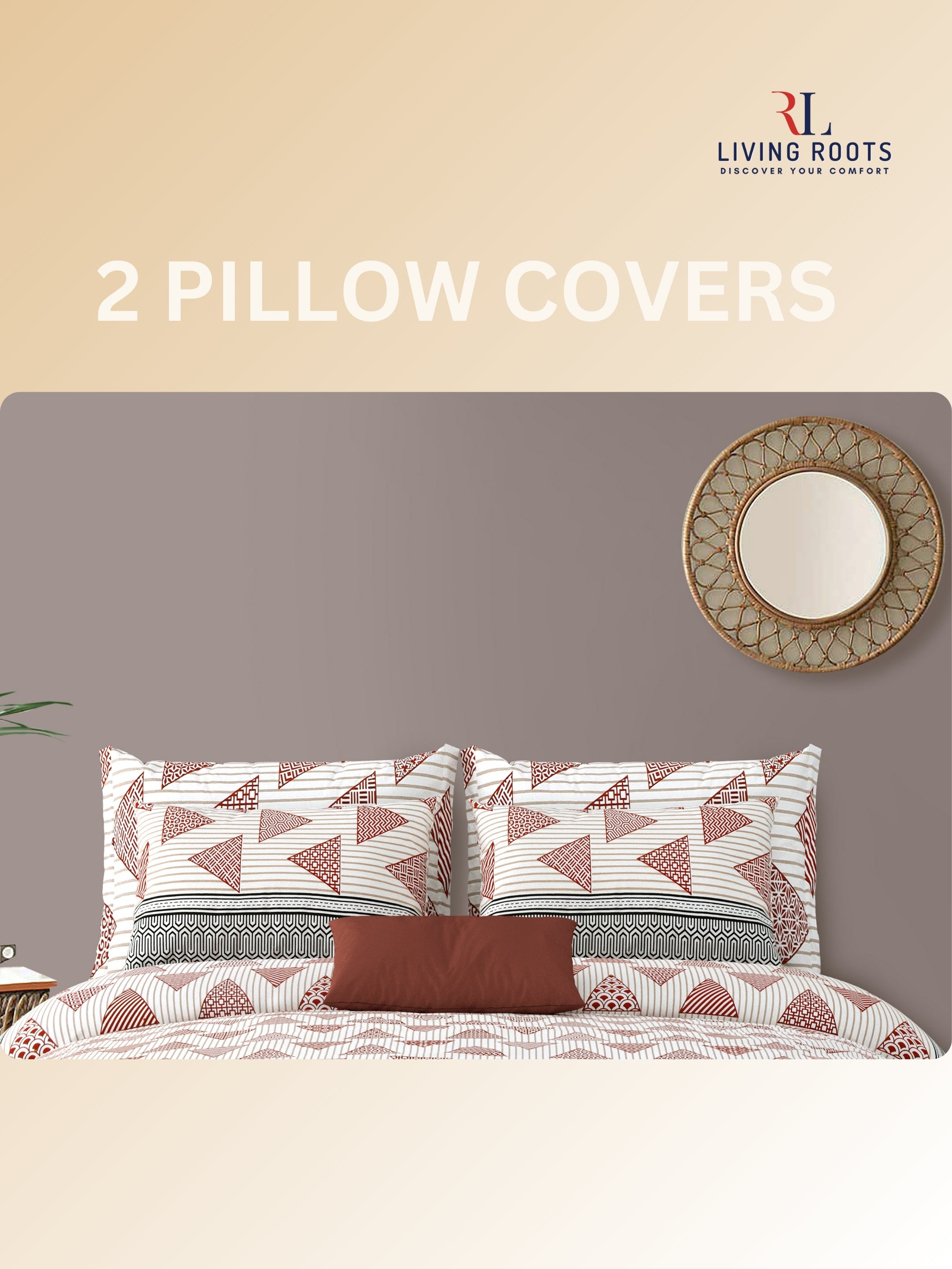 LIVING ROOTS Jaipuri Hand Block Print Double King Cotton Bedsheet 86*104 Inches (7.1*8.6 Feet) With 2 Pillow Cover | 220 TC | Rich Fast Colour With No Colour Bleeding (496-C)
