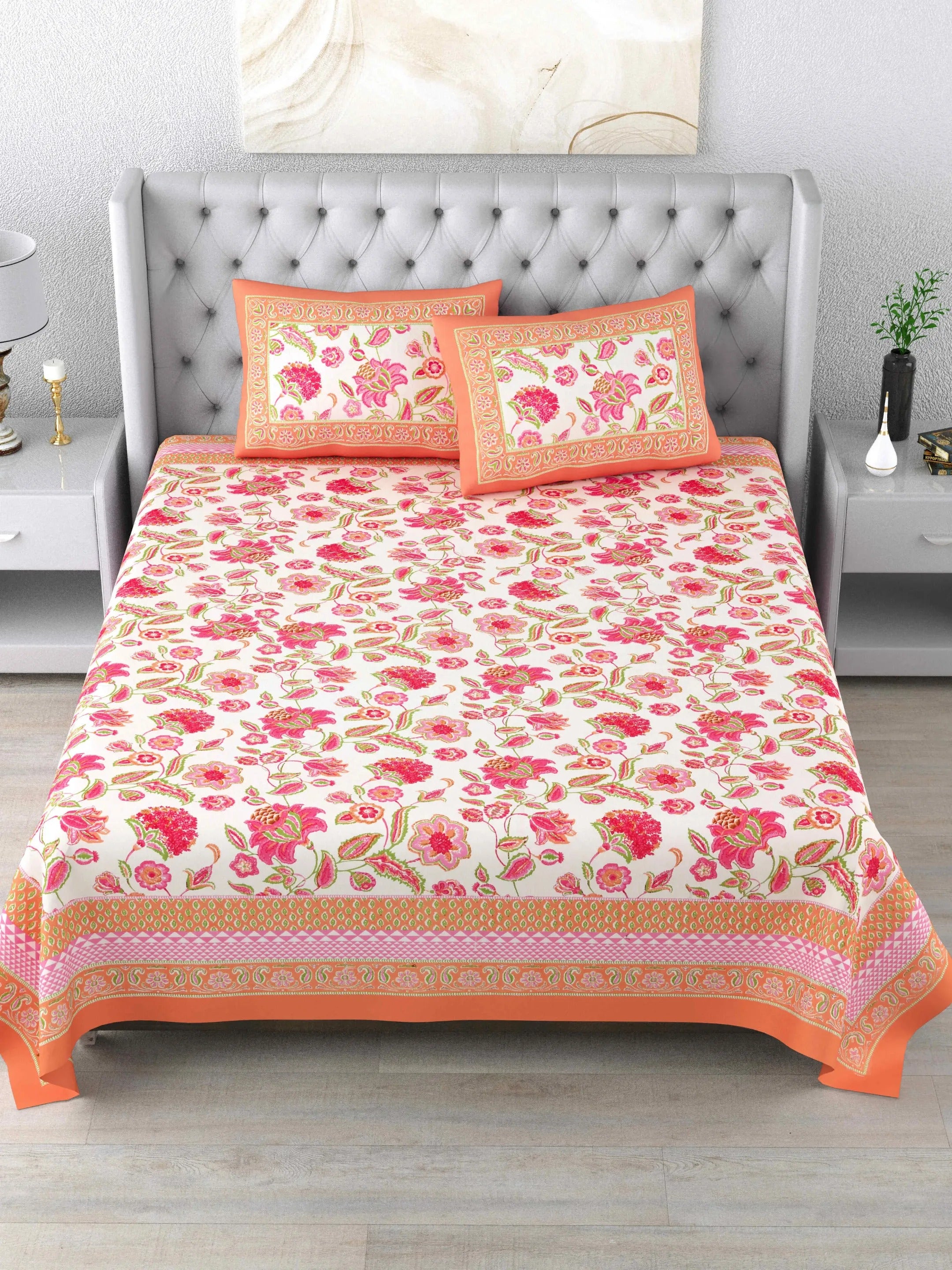 LIVING ROOTS 1 Double BedCover 91 x 104 inches (7.5*8.5 Feet) with 2 pillow covers | Rich Fast Colour with No Colour Bleeding | Soft, Breathable & Skin Friendly (32-001-B)
