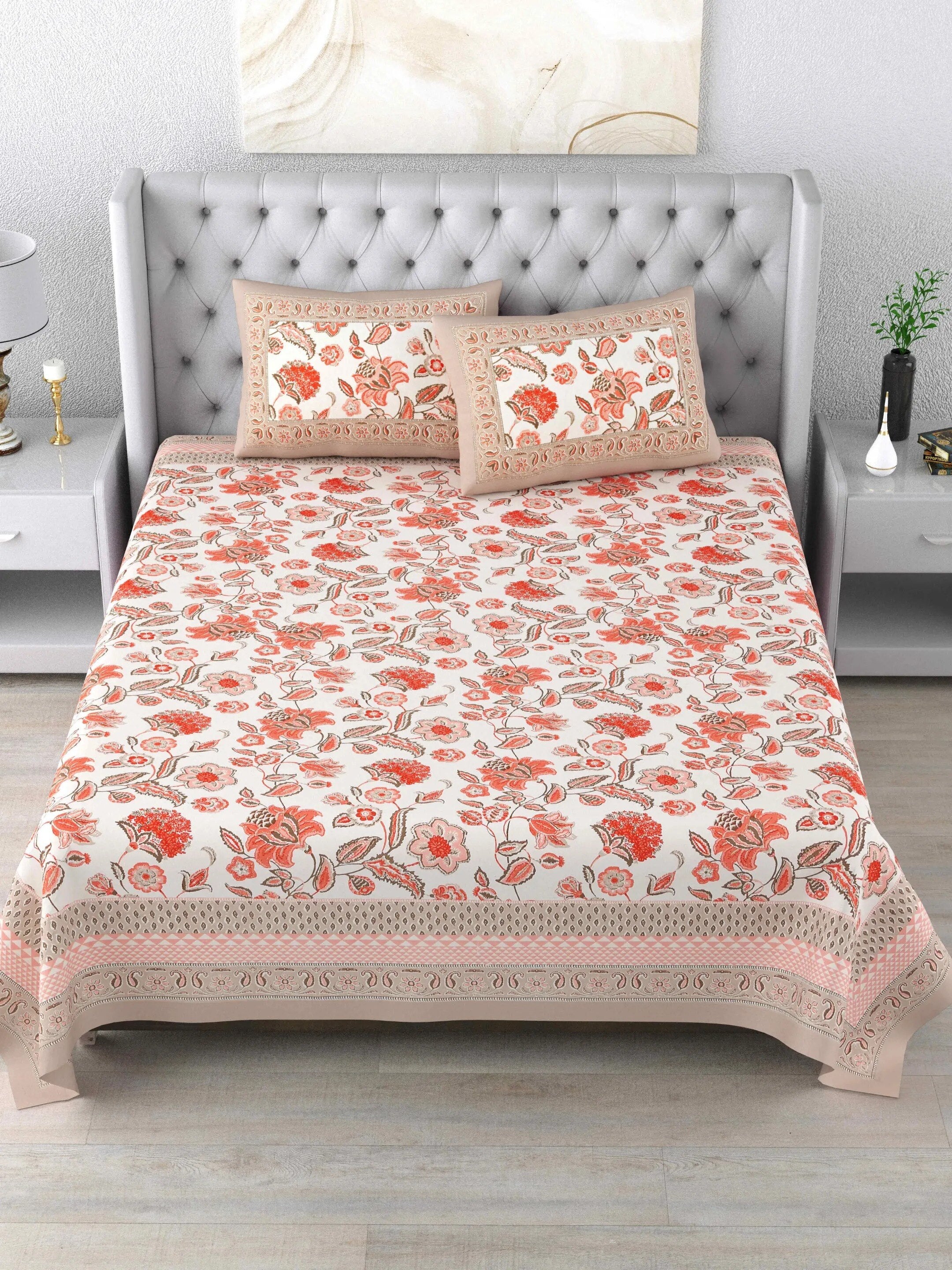 LIVING ROOTS 1 Double BedCover 91 x 104 inches (7.5*8.5 Feet) with 2 pillow covers | Rich Fast Colour with No Colour Bleeding | Soft, Breathable & Skin Friendly (32-001-C)