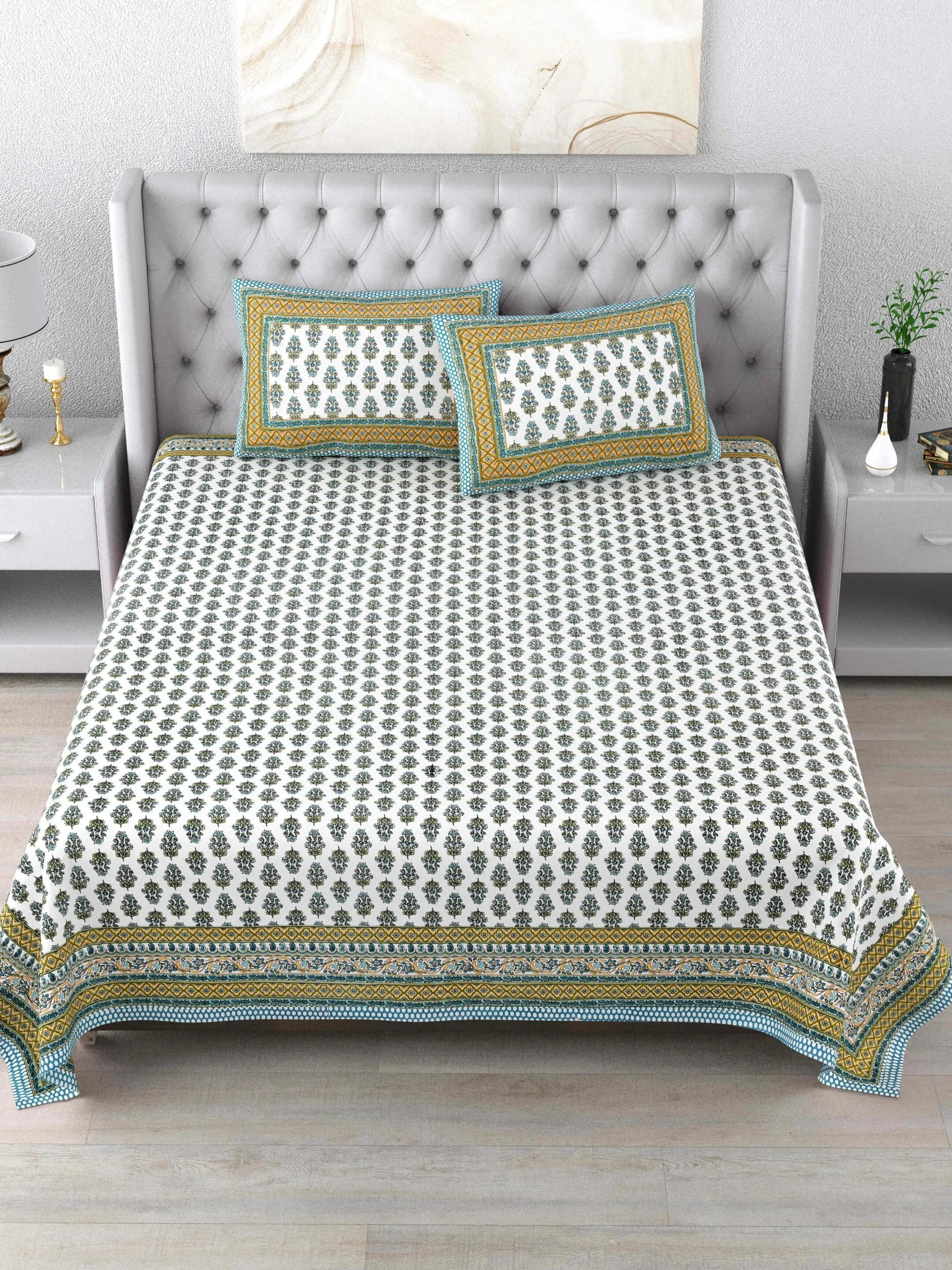 LIVING ROOTS 1 Double BedCover 91 x 104 inches (7.5*8.5 Feet) with 2 pillow covers | Rich Fast Colour with No Colour Bleeding | Soft, Breathable & Skin Friendly (32-002-A)