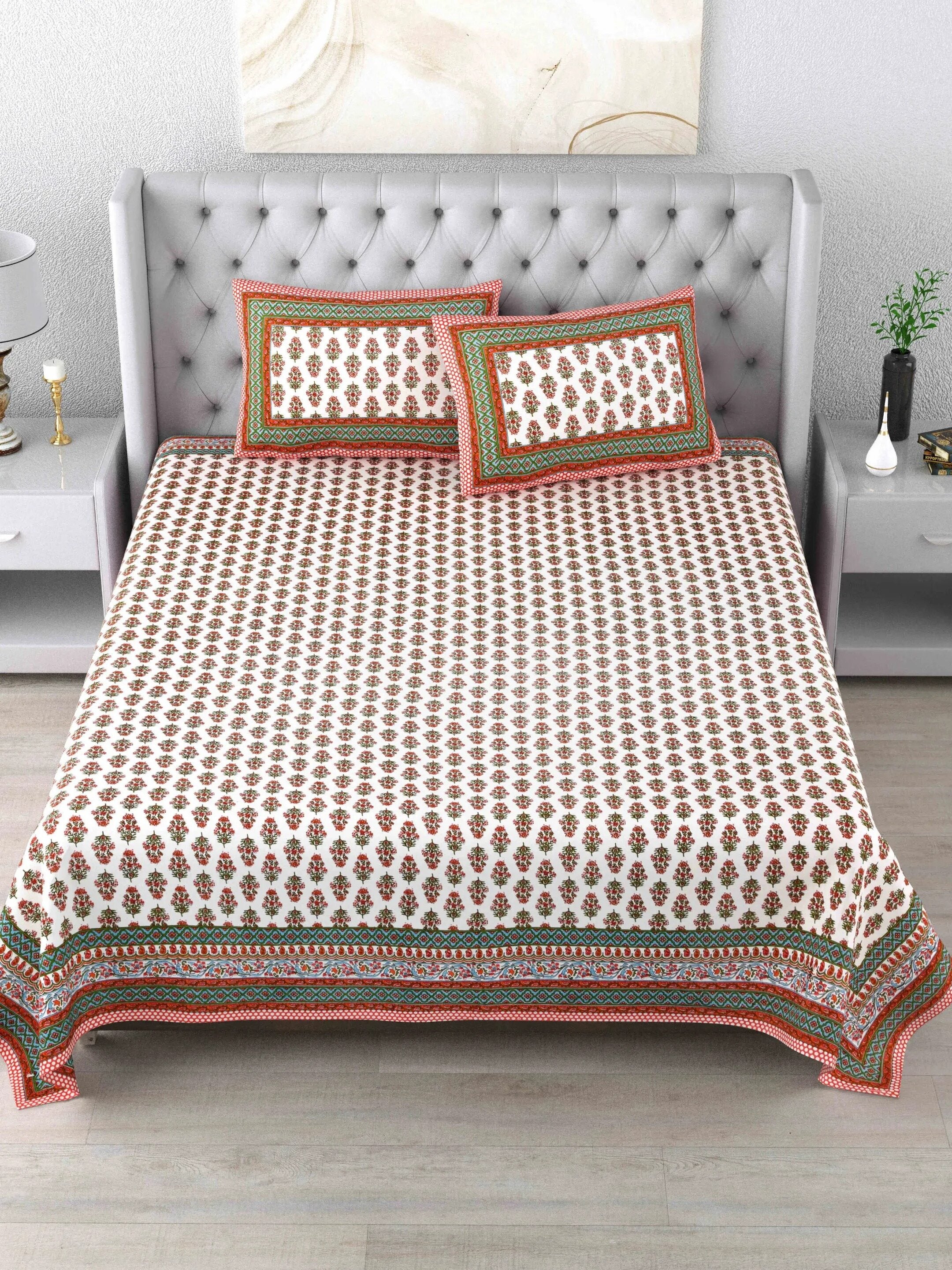 LIVING ROOTS 1 Double BedCover 91 x 104 inches (7.5*8.5 Feet) with 2 pillow covers | Rich Fast Colour with No Colour Bleeding | Soft, Breathable & Skin Friendly (32-002-C)